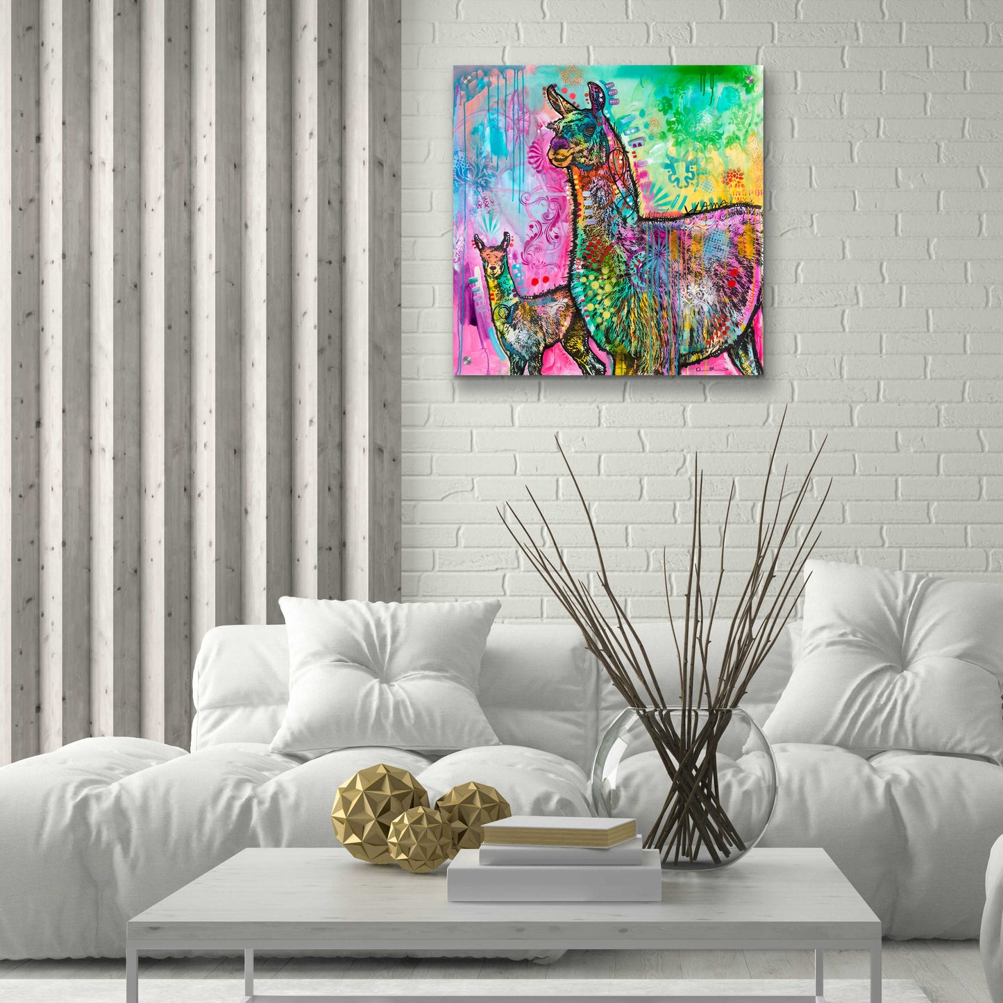 Epic Art 'Psychedelic Llama' by Dean Russo, Acrylic Glass Wall Art,24x24