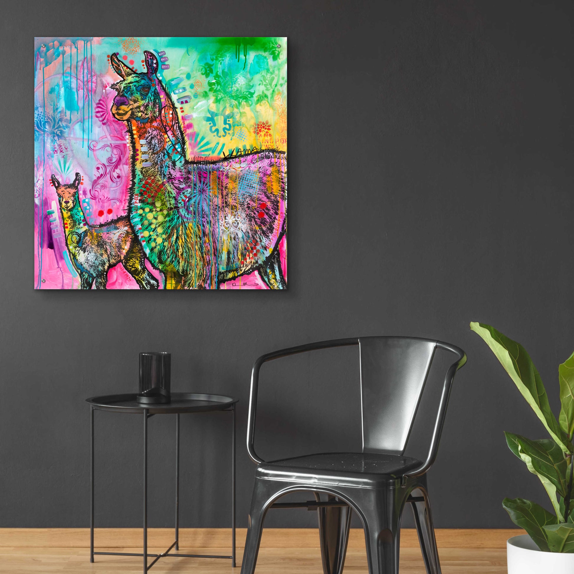 Epic Art 'Psychedelic Llama' by Dean Russo, Acrylic Glass Wall Art,36x36