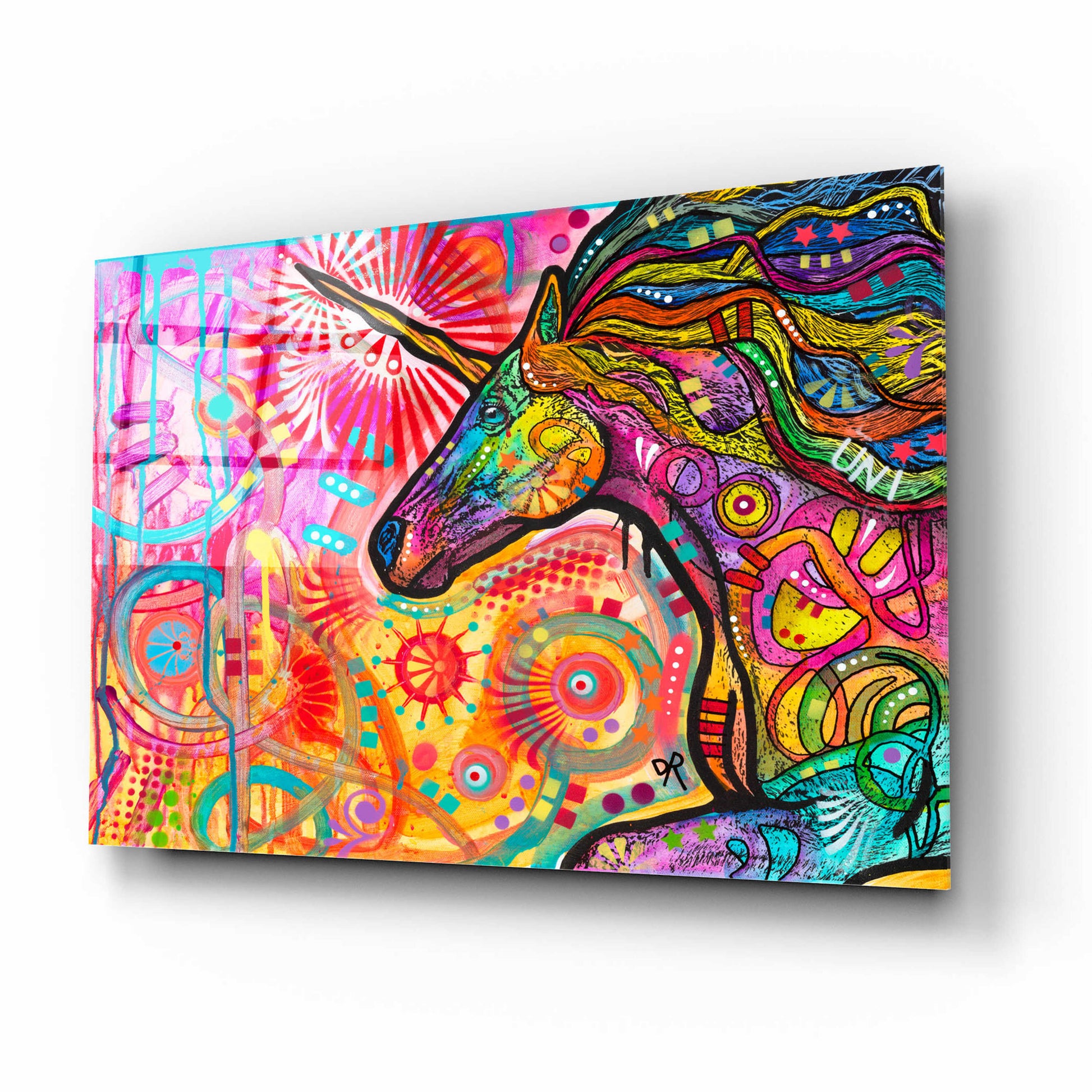 Epic Art 'Rainbow Unicorn' by Dean Russo, Acrylic Glass Wall Art,16x12