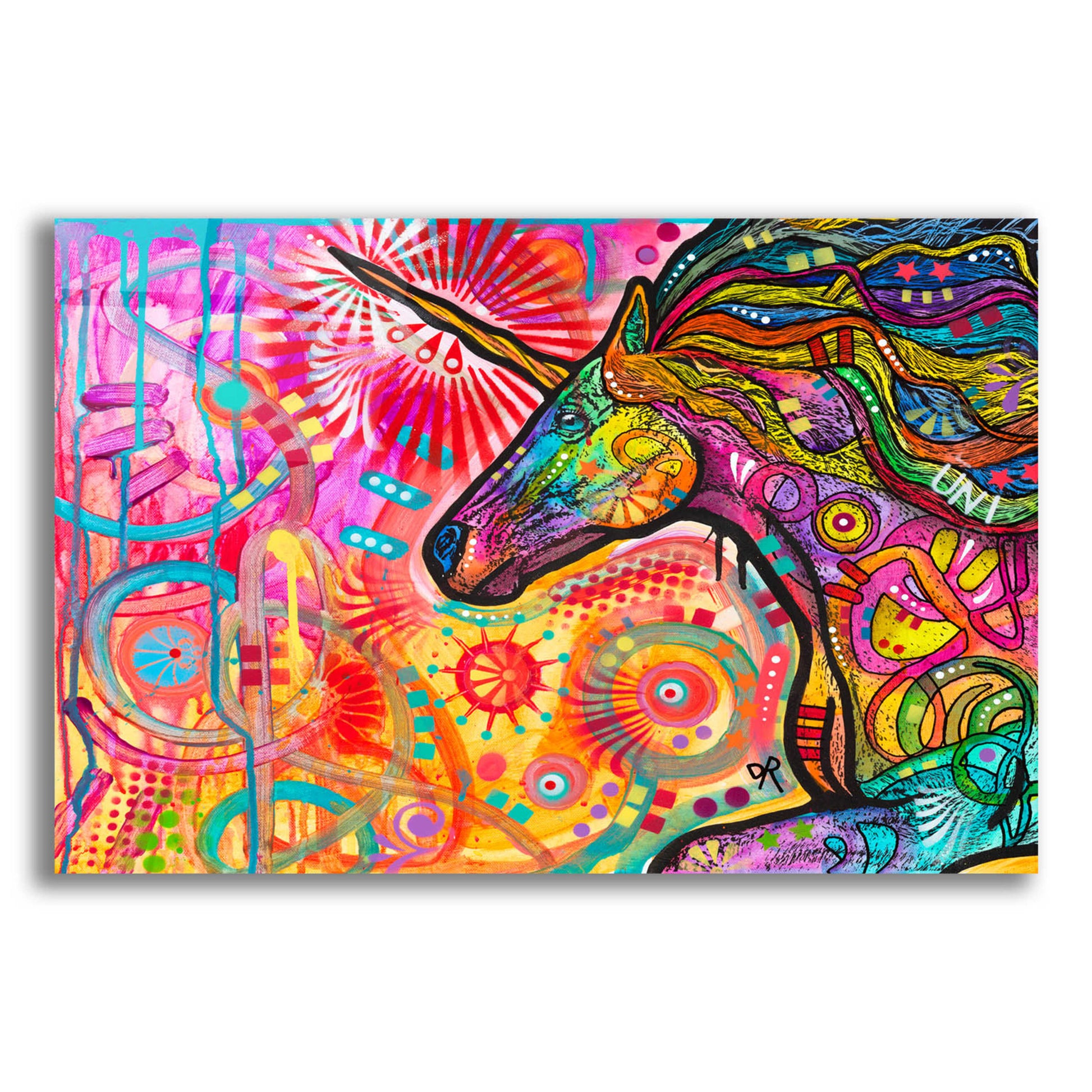 Epic Art 'Rainbow Unicorn' by Dean Russo, Acrylic Glass Wall Art,16x12