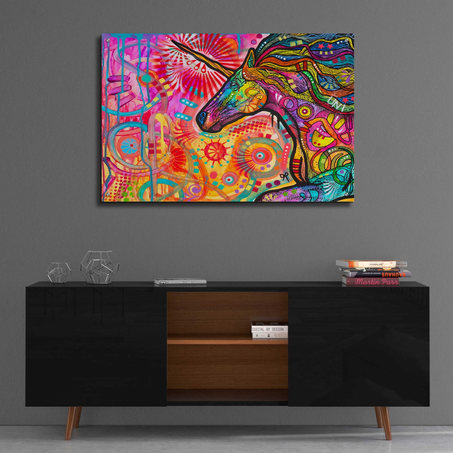 Epic Art 'Rainbow Unicorn' by Dean Russo, Acrylic Glass Wall Art,36x24