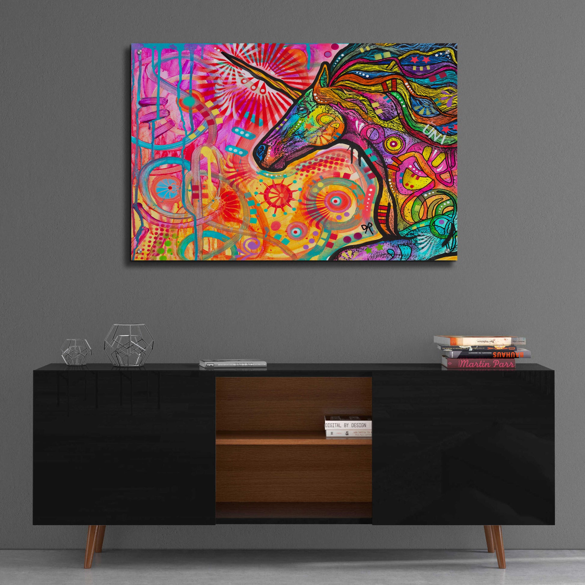 Epic Art 'Rainbow Unicorn' by Dean Russo, Acrylic Glass Wall Art,36x24