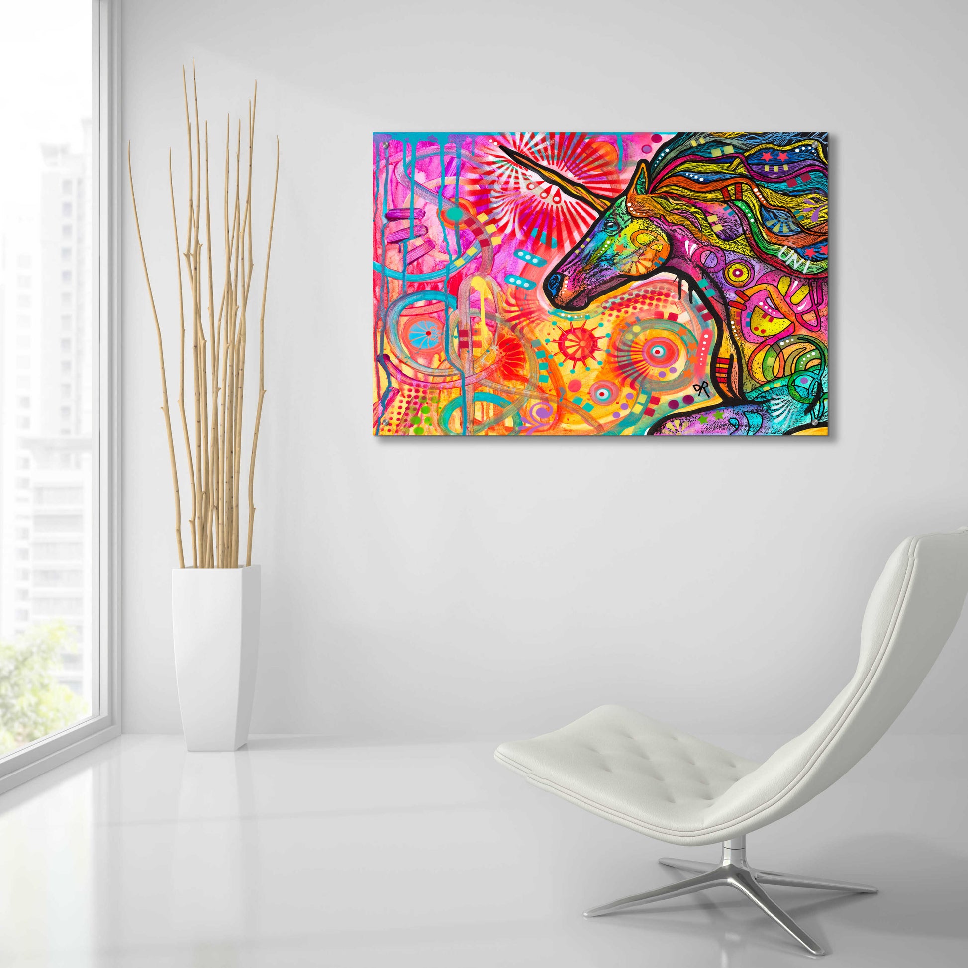 Epic Art 'Rainbow Unicorn' by Dean Russo, Acrylic Glass Wall Art,36x24