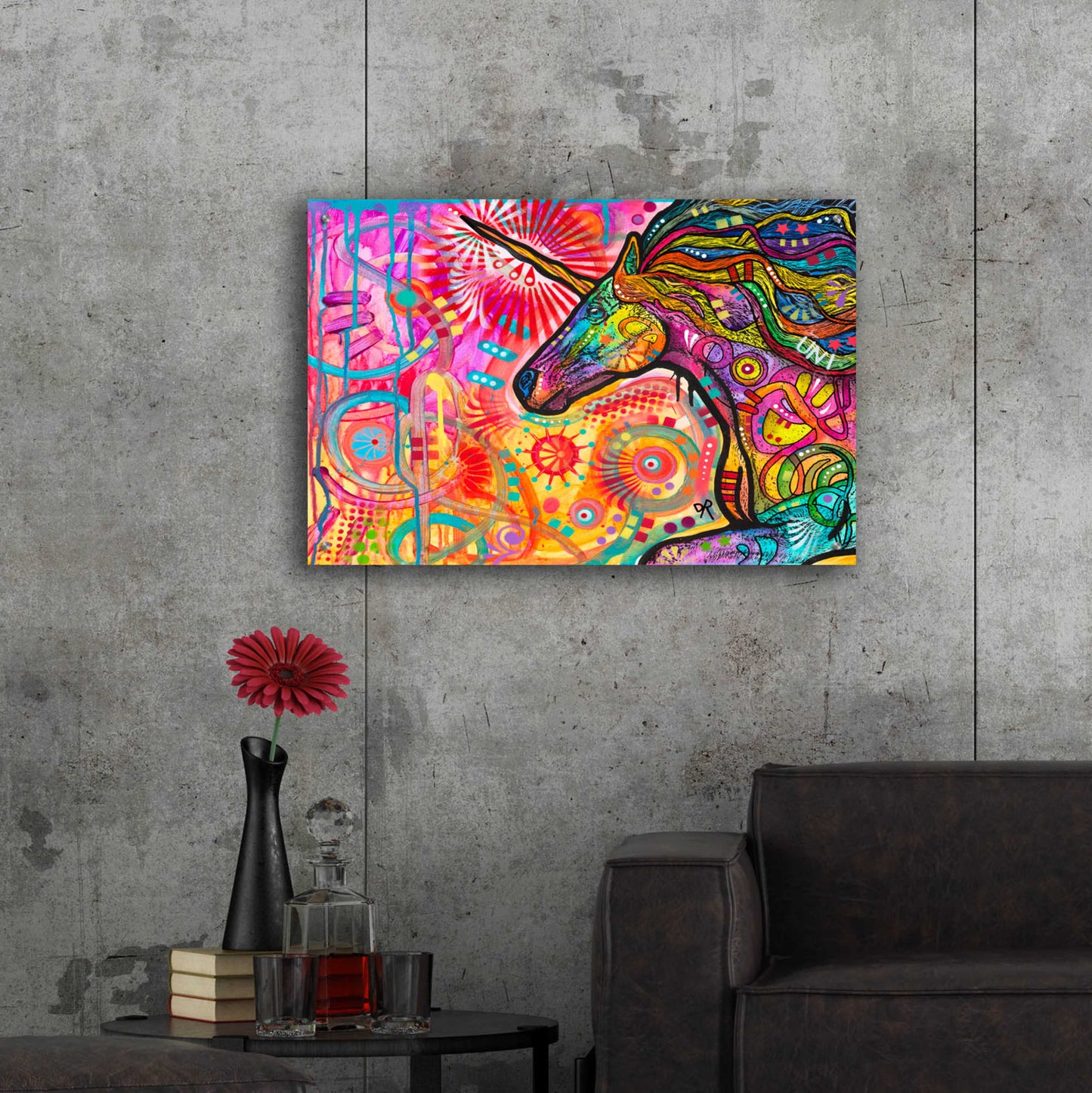 Epic Art 'Rainbow Unicorn' by Dean Russo, Acrylic Glass Wall Art,36x24