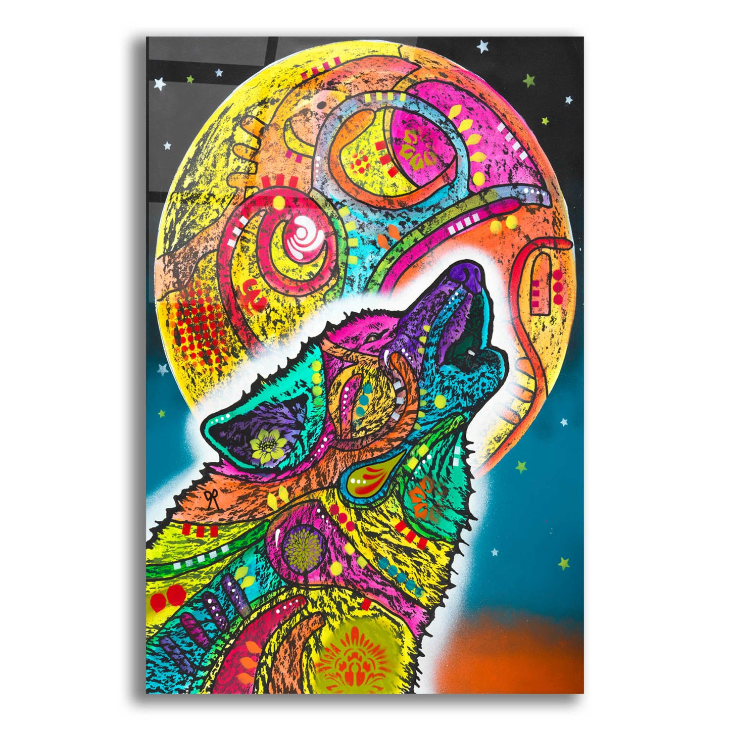 Epic Art 'Howling Wolf' by Dean Russo, Acrylic Glass Wall Art,12x16