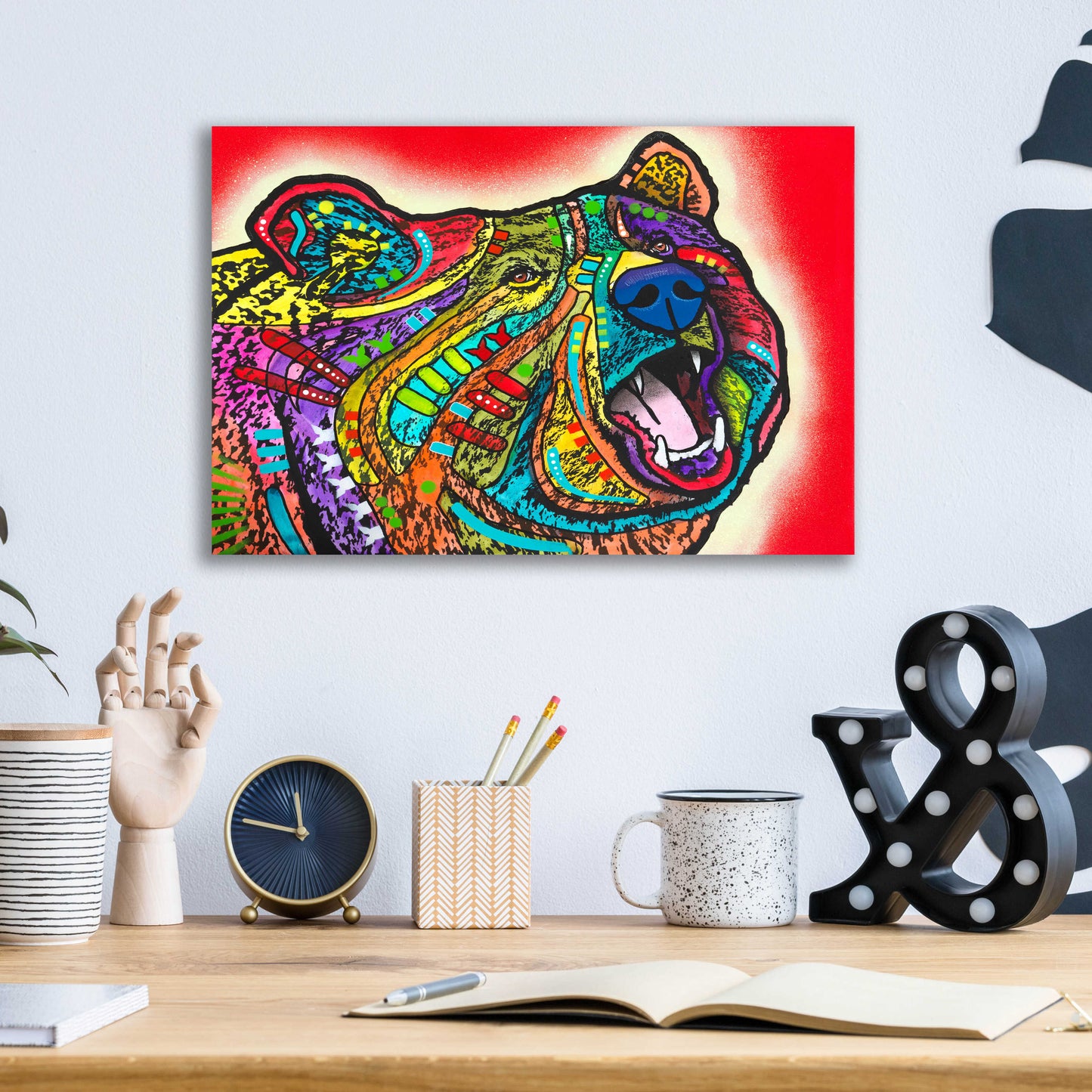 Epic Art 'Roaring Bear' by Dean Russo, Acrylic Glass Wall Art,16x12