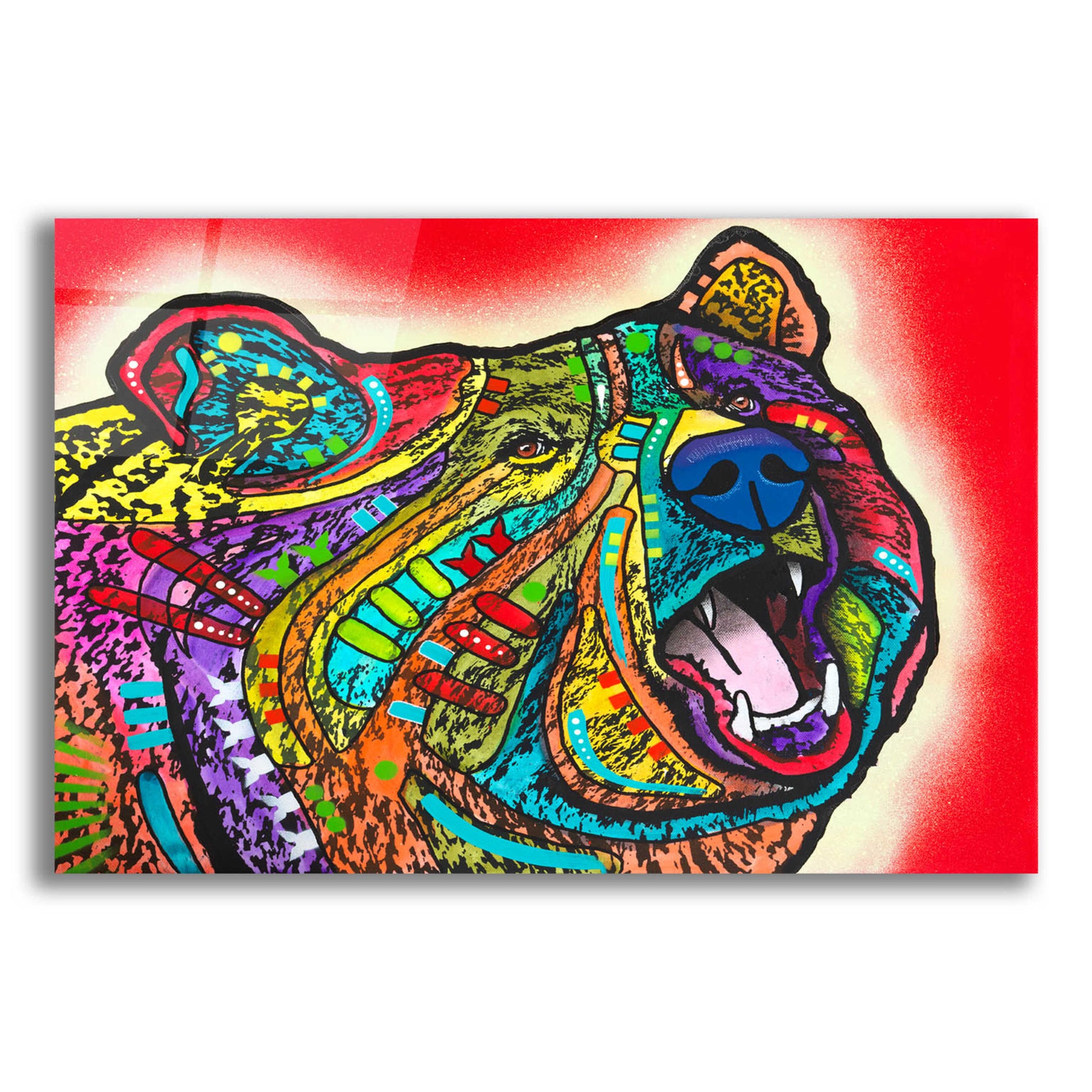 Epic Art 'Roaring Bear' by Dean Russo, Acrylic Glass Wall Art,16x12