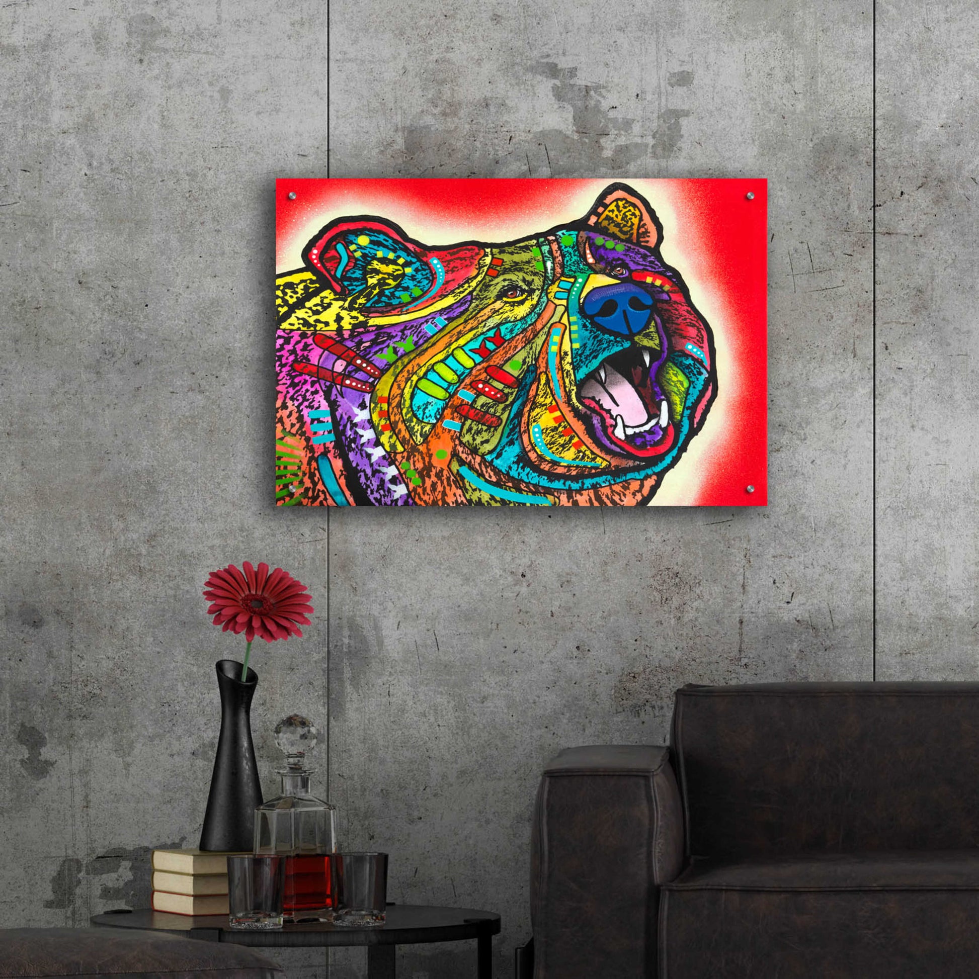 Epic Art 'Roaring Bear' by Dean Russo, Acrylic Glass Wall Art,36x24