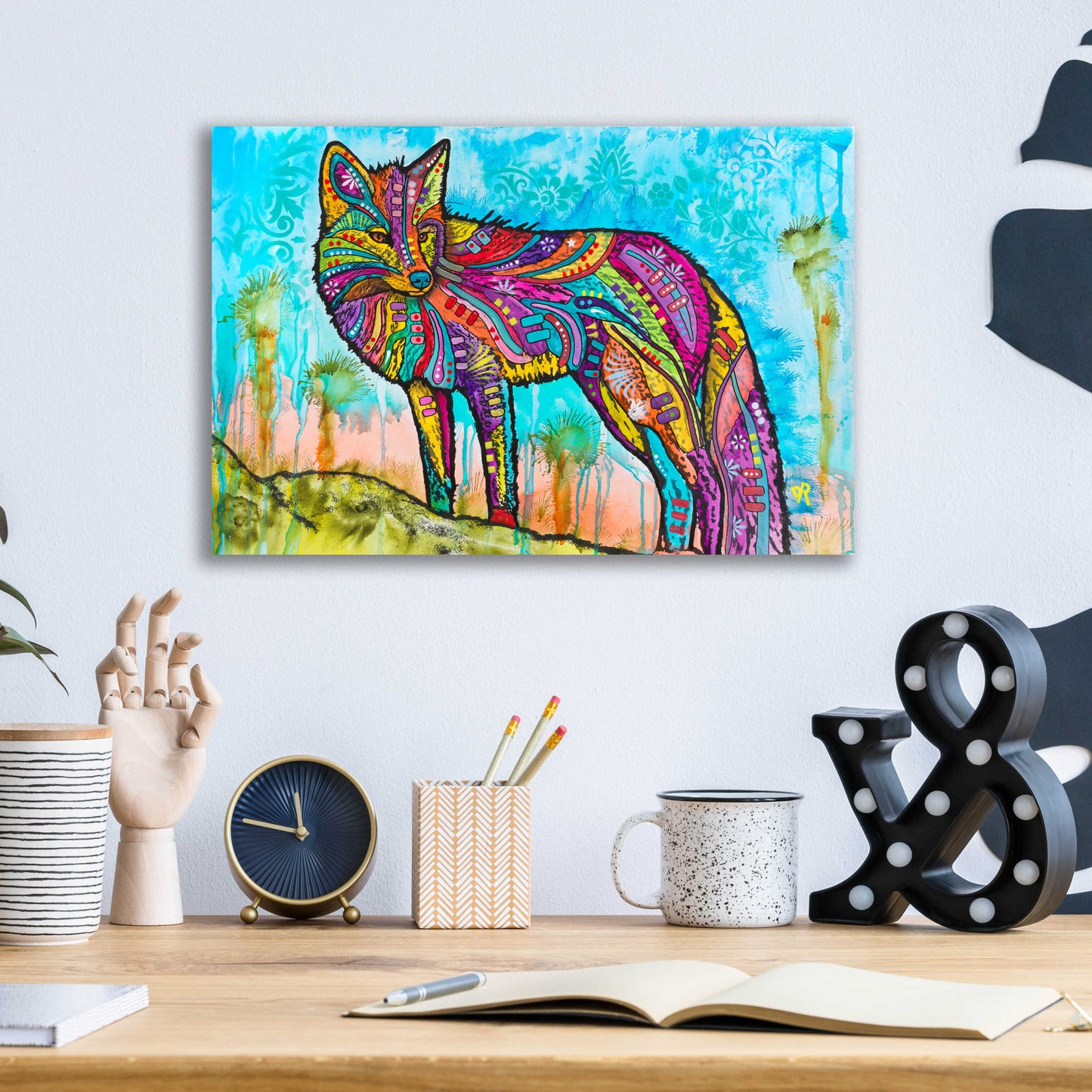 Epic Art 'Electric Fox' by Dean Russo, Acrylic Glass Wall Art,16x12