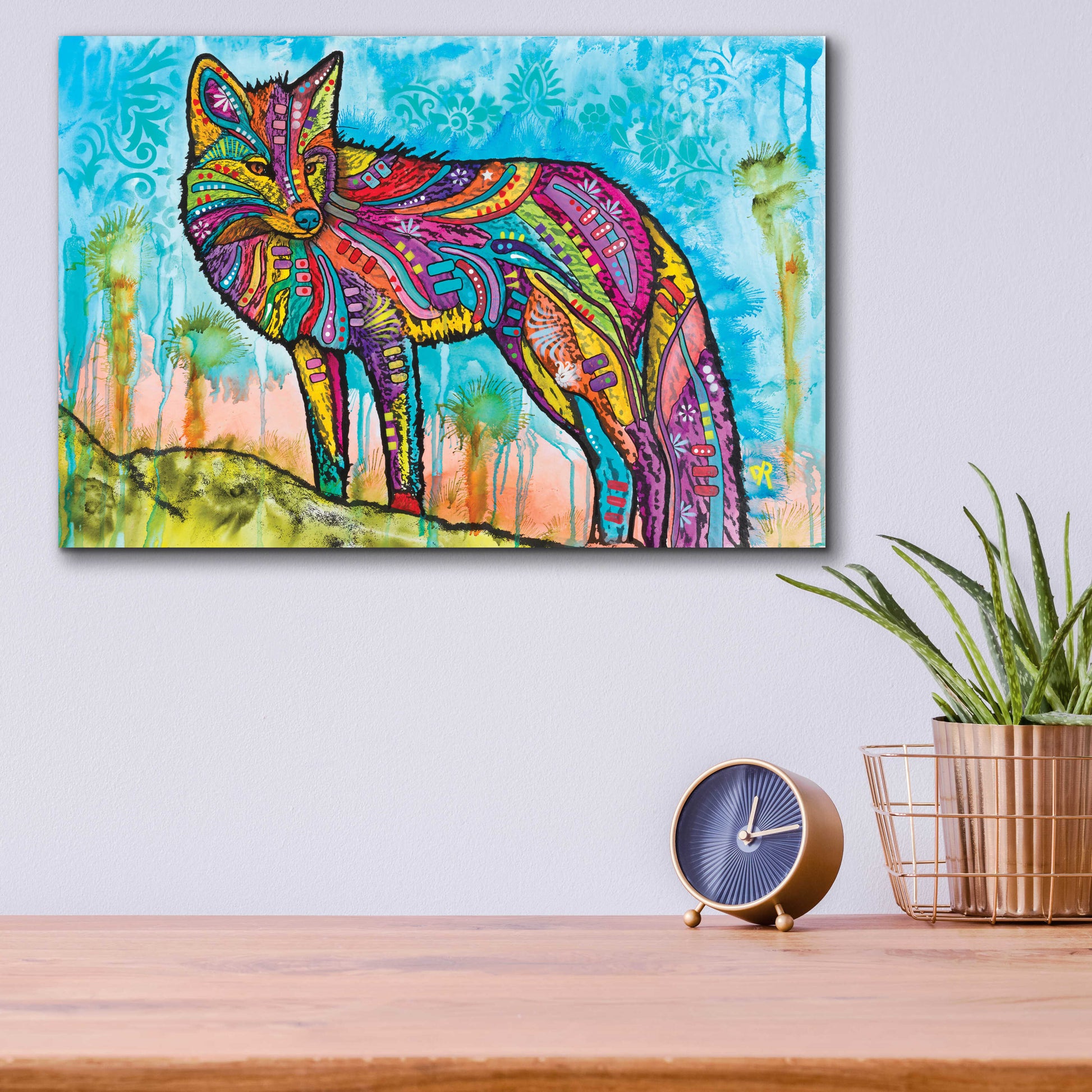 Epic Art 'Electric Fox' by Dean Russo, Acrylic Glass Wall Art,16x12