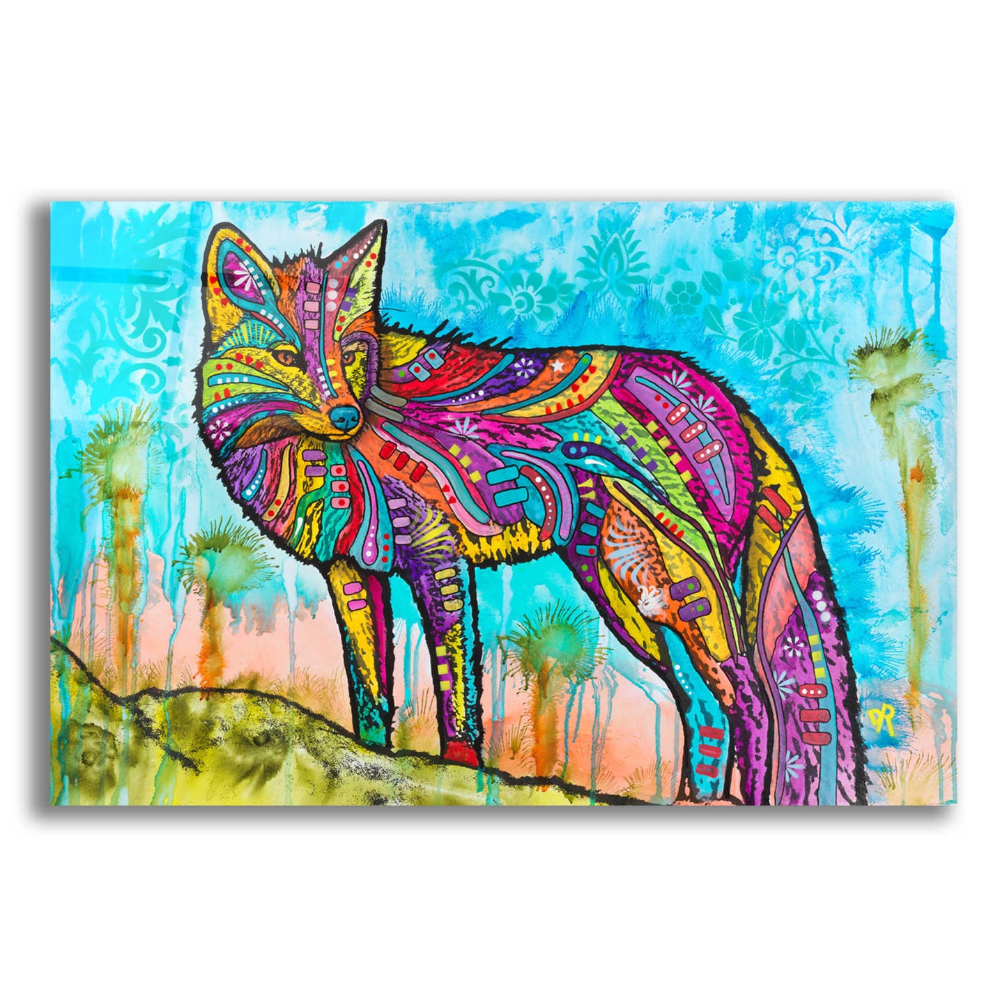 Epic Art 'Electric Fox' by Dean Russo, Acrylic Glass Wall Art,16x12