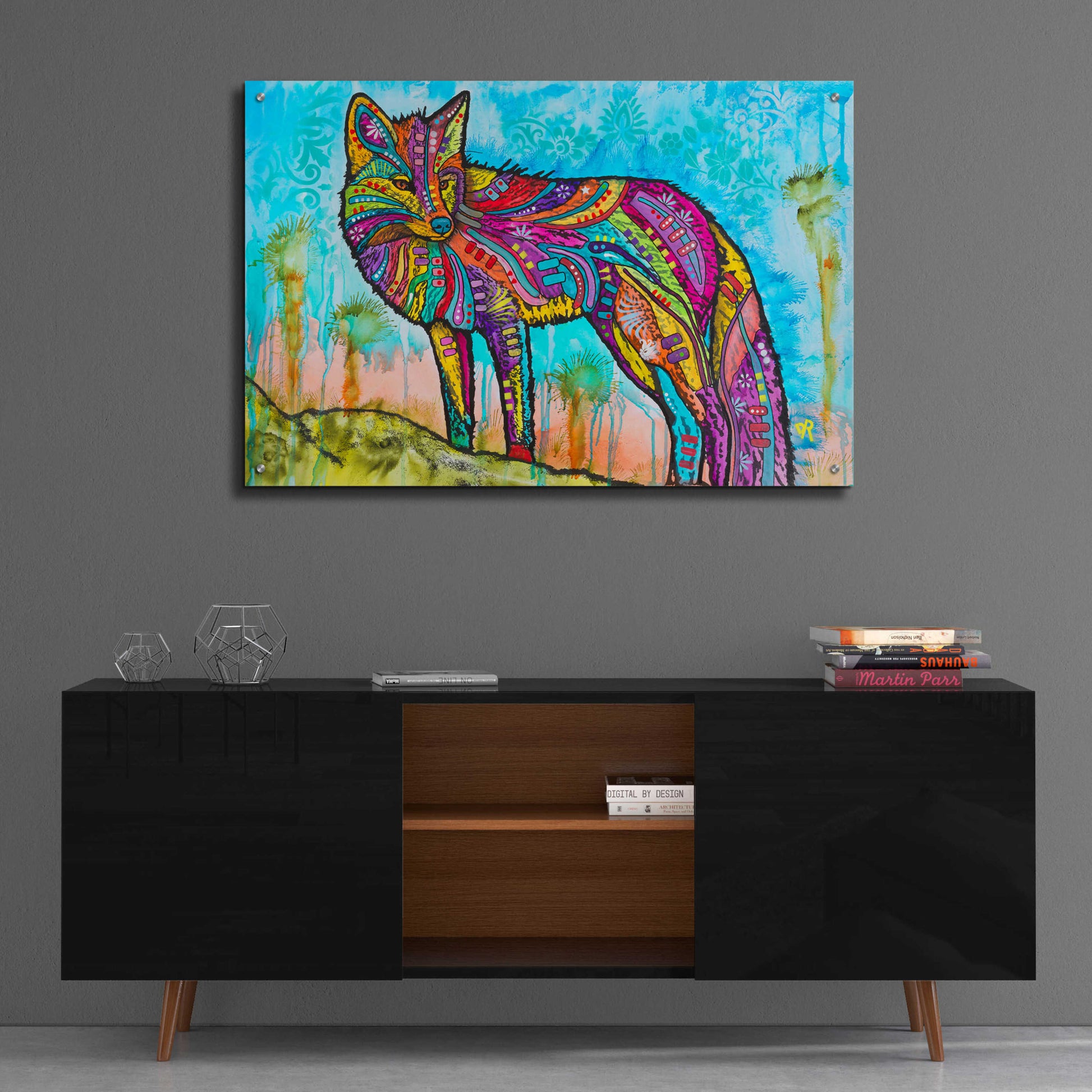 Epic Art 'Electric Fox' by Dean Russo, Acrylic Glass Wall Art,36x24