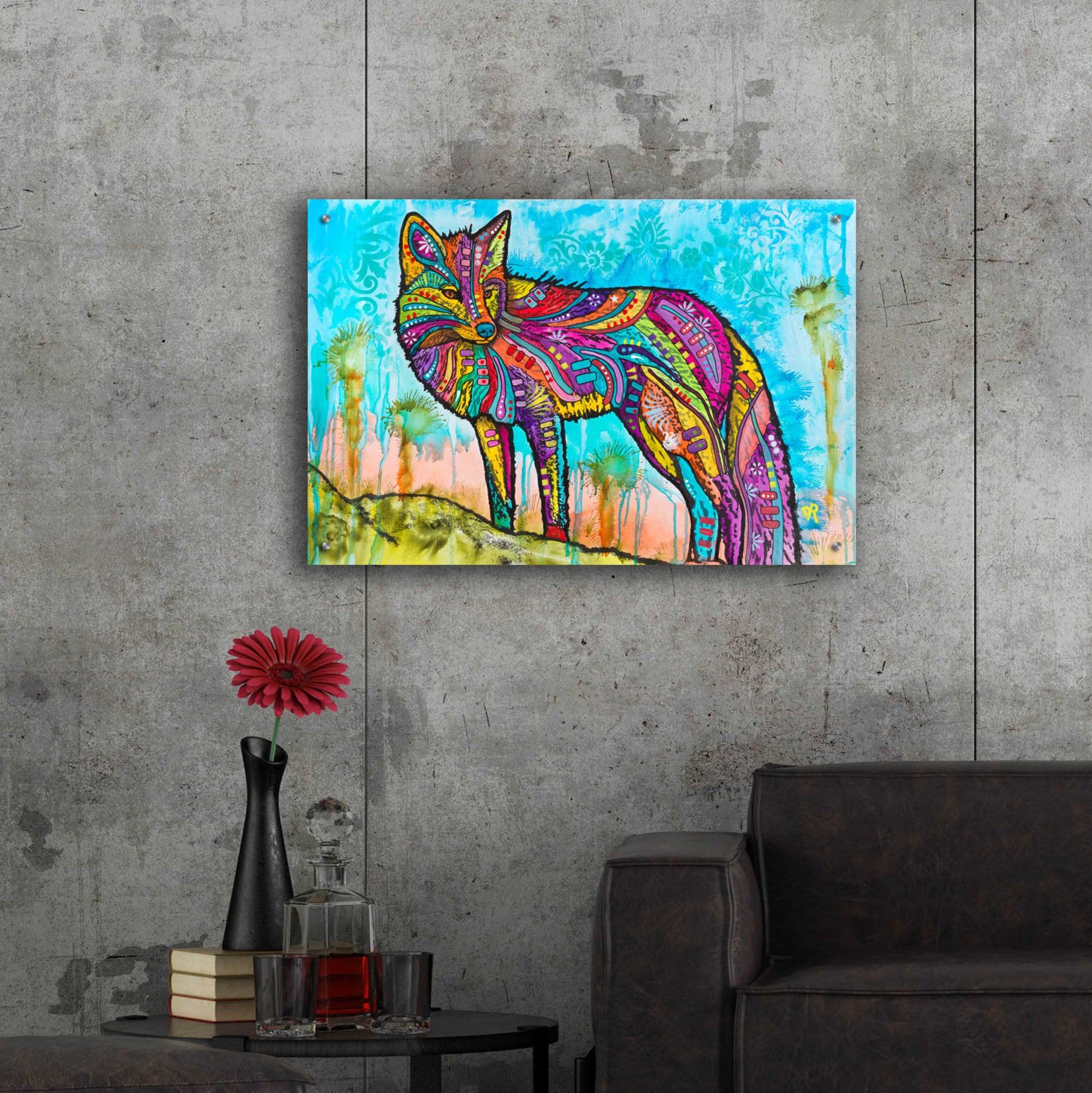 Epic Art 'Electric Fox' by Dean Russo, Acrylic Glass Wall Art,36x24