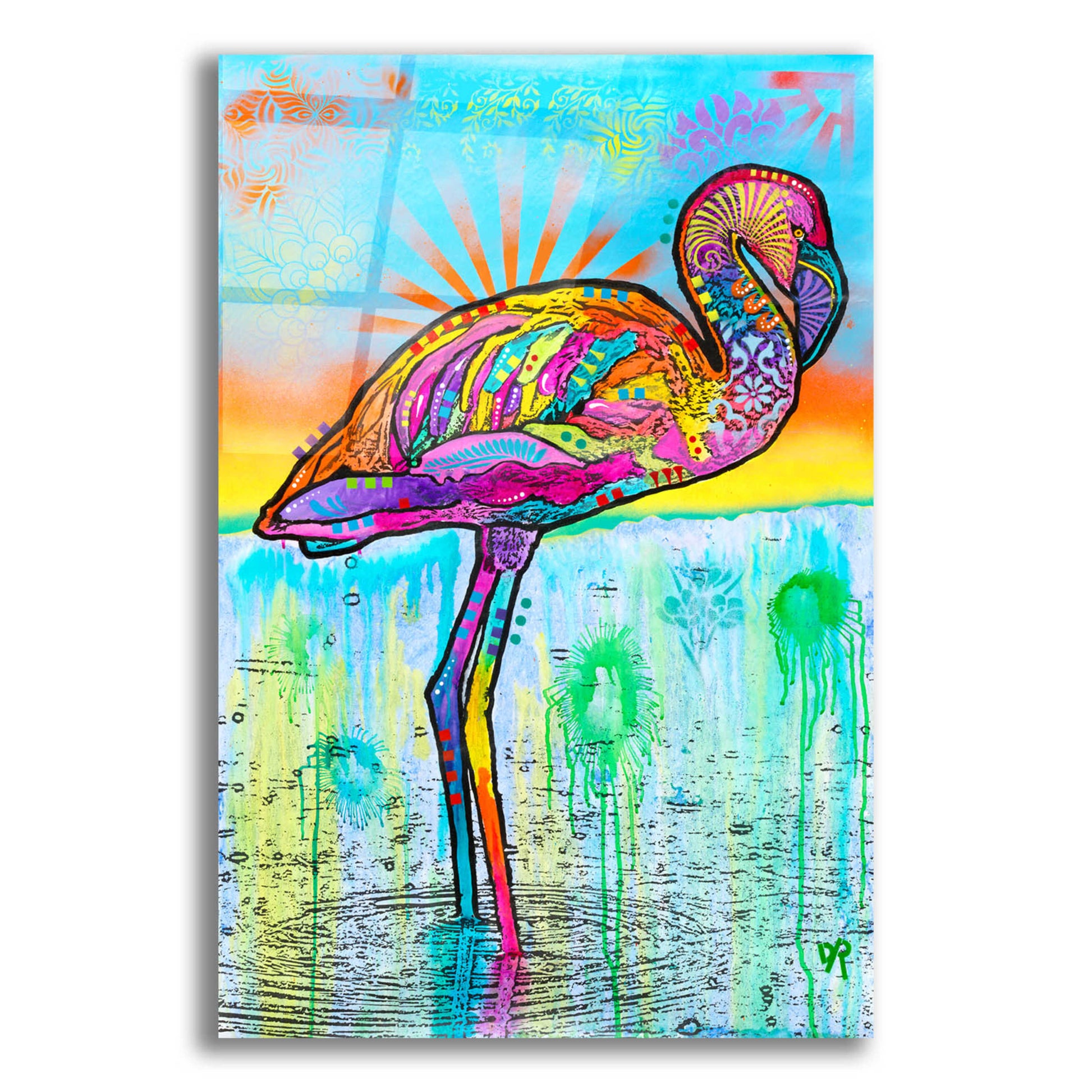 Epic Art 'Pink Flamingo' by Dean Russo, Acrylic Glass Wall Art,12x16