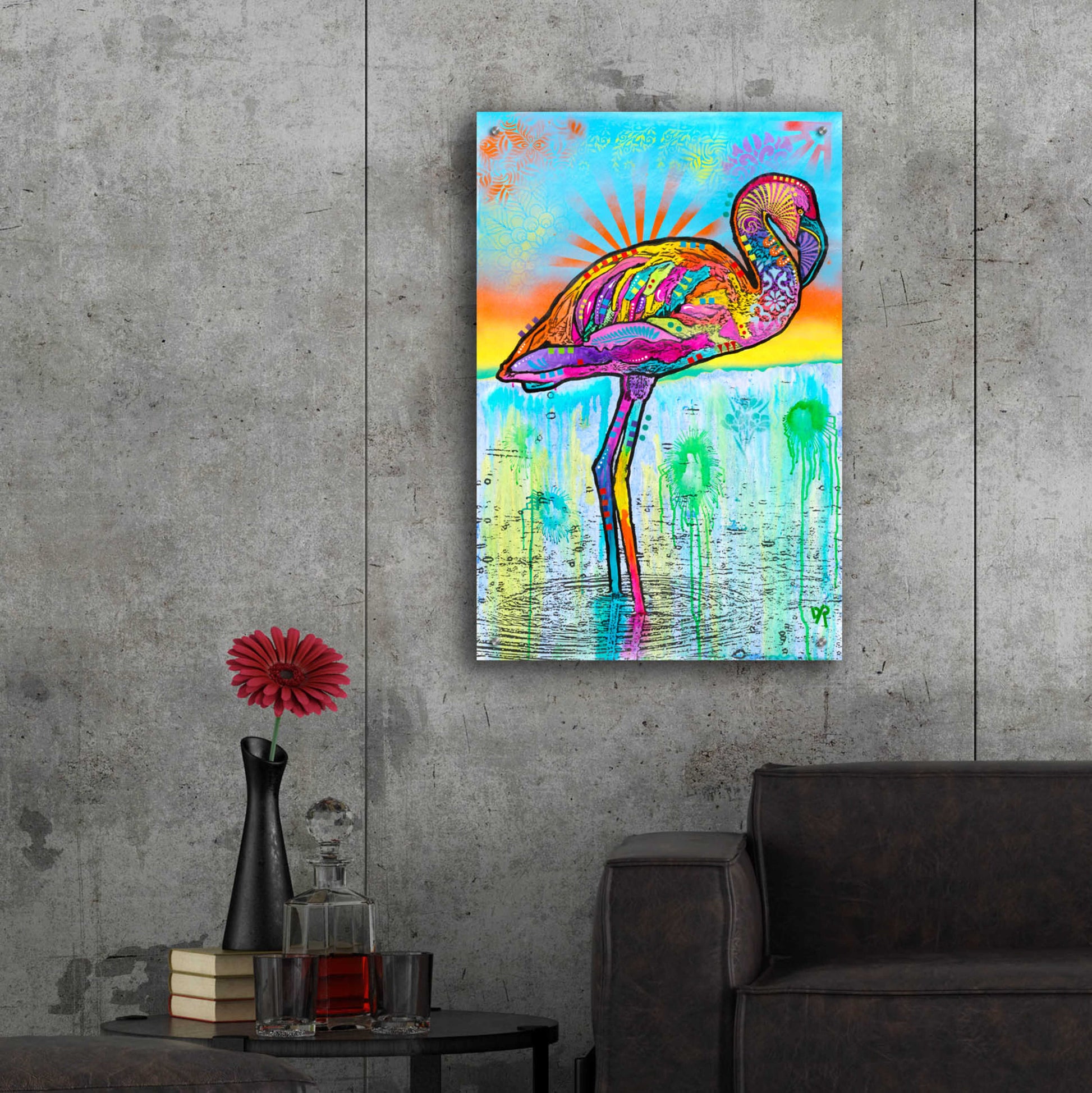 Epic Art 'Pink Flamingo' by Dean Russo, Acrylic Glass Wall Art,24x36