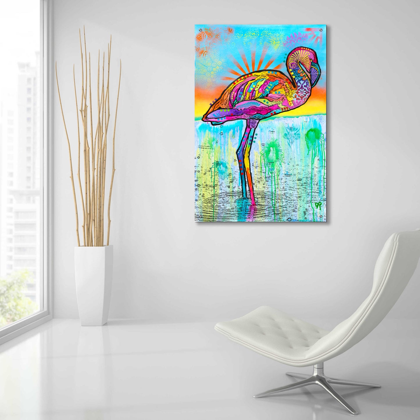 Epic Art 'Pink Flamingo' by Dean Russo, Acrylic Glass Wall Art,24x36