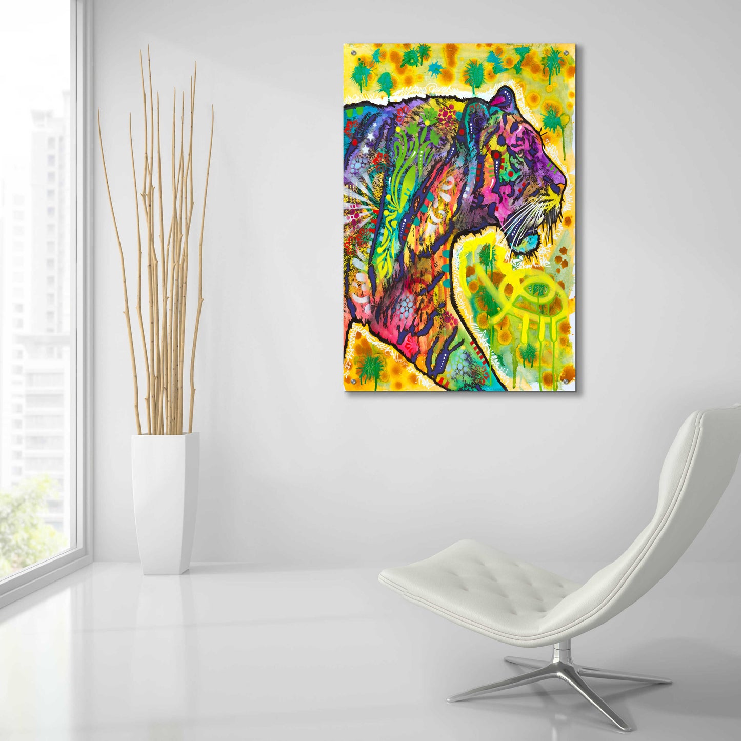 Epic Art 'Psychedelic Tiger' by Dean Russo, Acrylic Glass Wall Art,24x36
