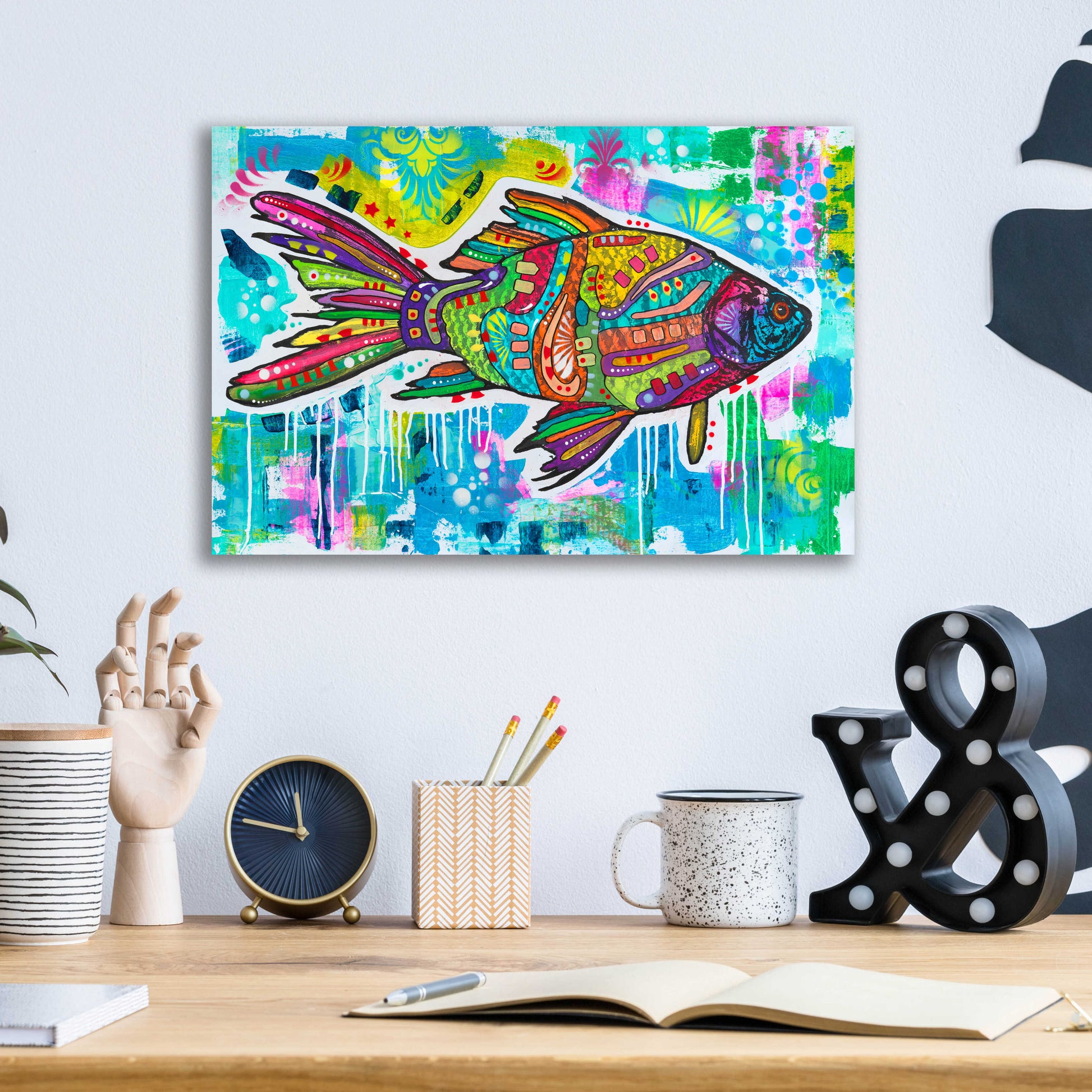 Epic Art 'Electric Goldfish' by Dean Russo, Acrylic Glass Wall Art,16x12