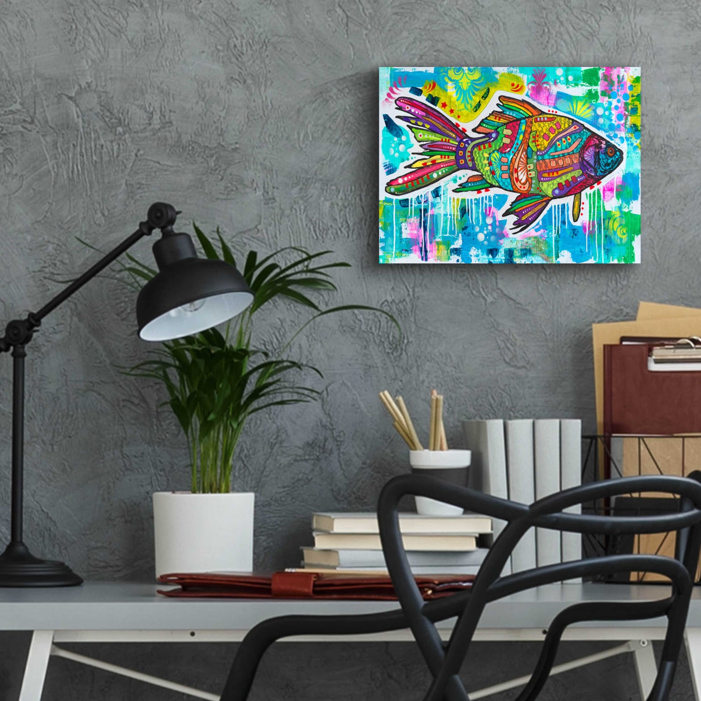 Epic Art 'Electric Goldfish' by Dean Russo, Acrylic Glass Wall Art,16x12