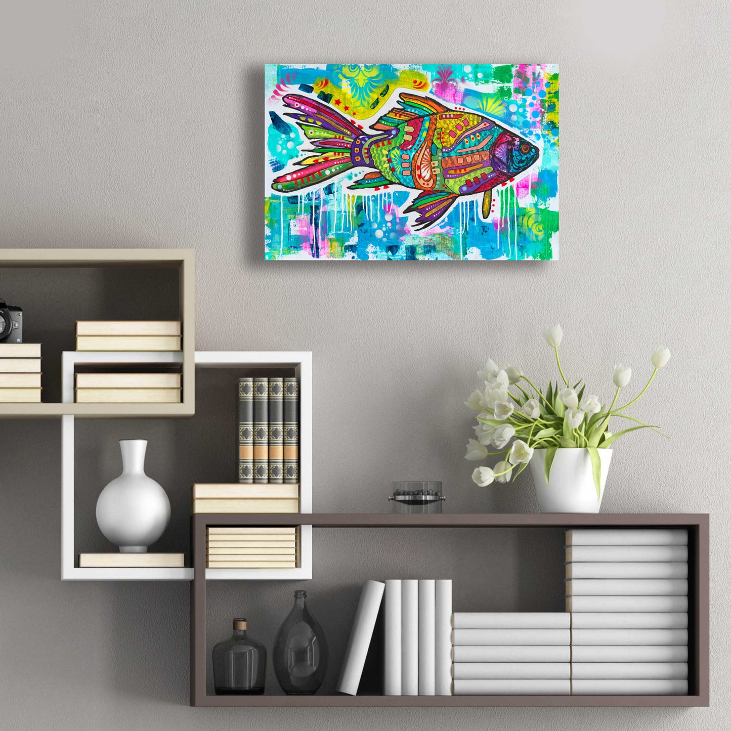 Epic Art 'Electric Goldfish' by Dean Russo, Acrylic Glass Wall Art,24x16