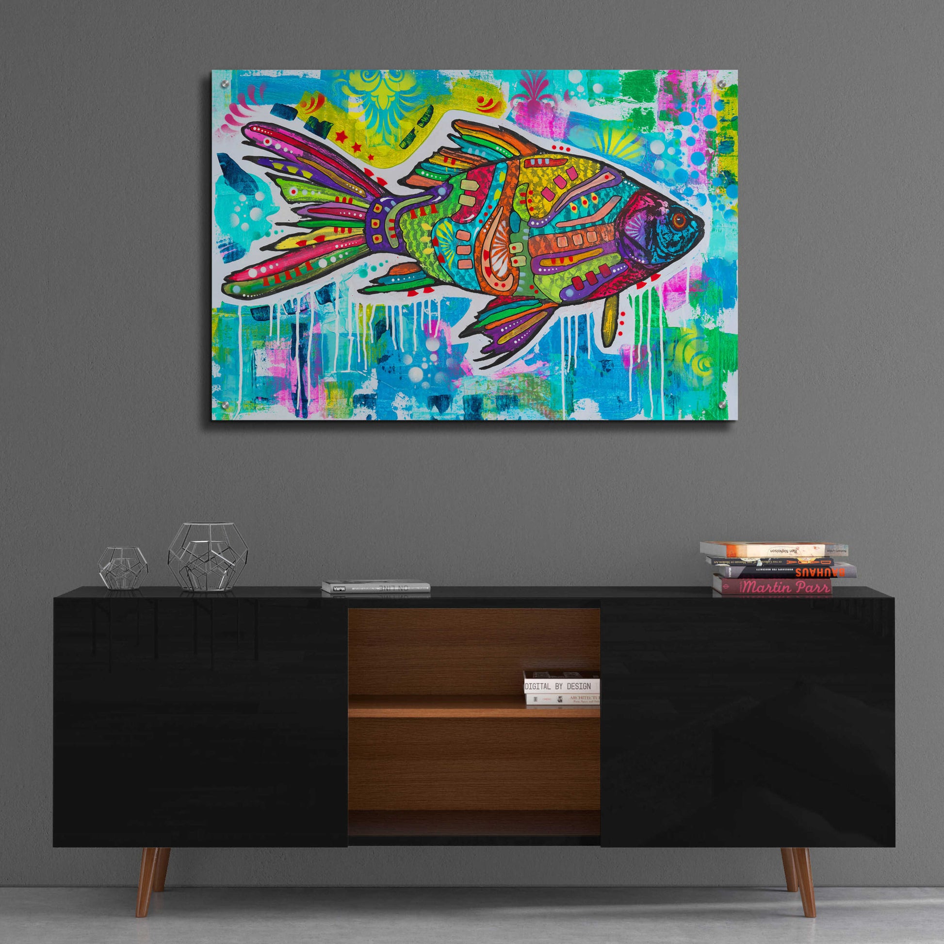 Epic Art 'Electric Goldfish' by Dean Russo, Acrylic Glass Wall Art,36x24