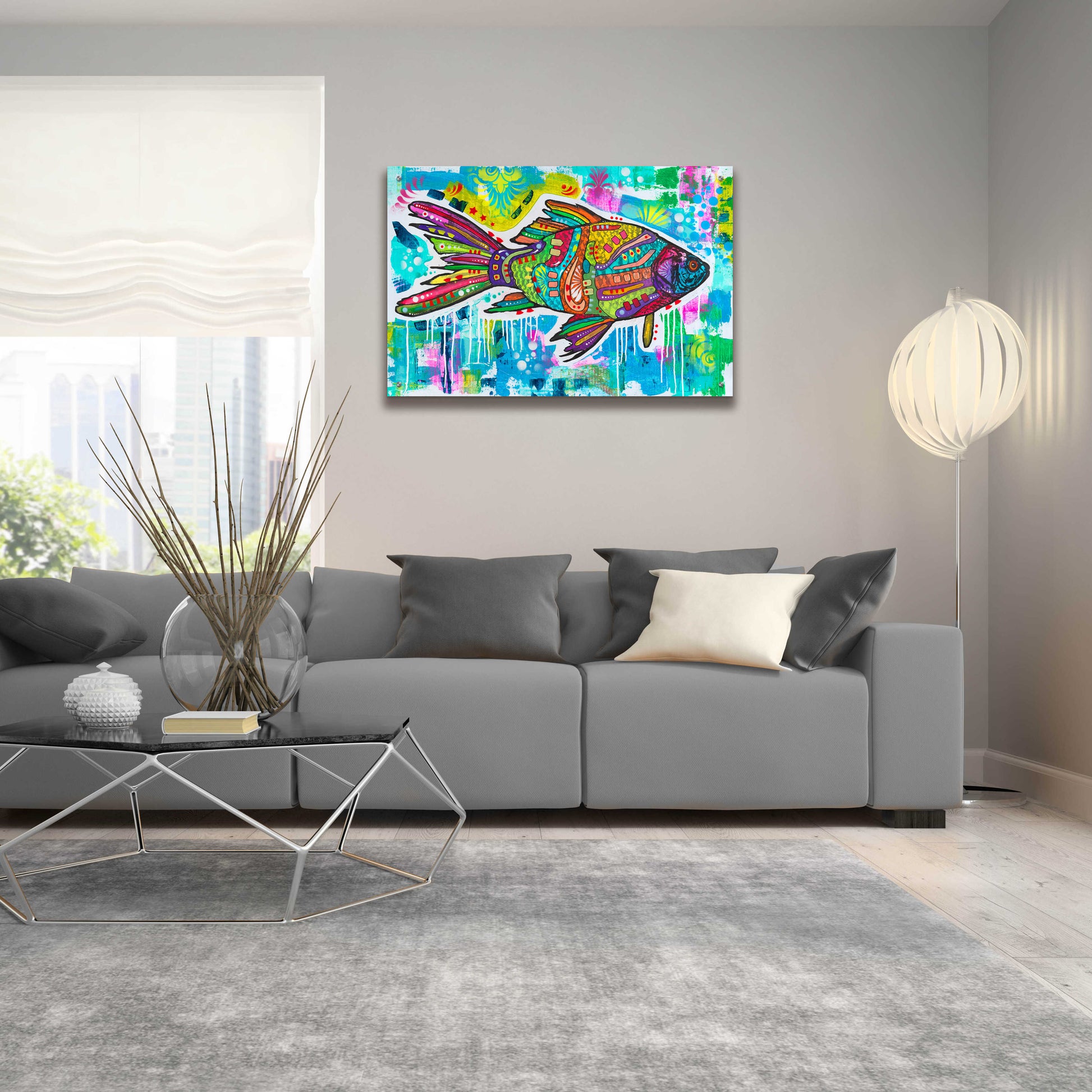 Epic Art 'Electric Goldfish' by Dean Russo, Acrylic Glass Wall Art,36x24