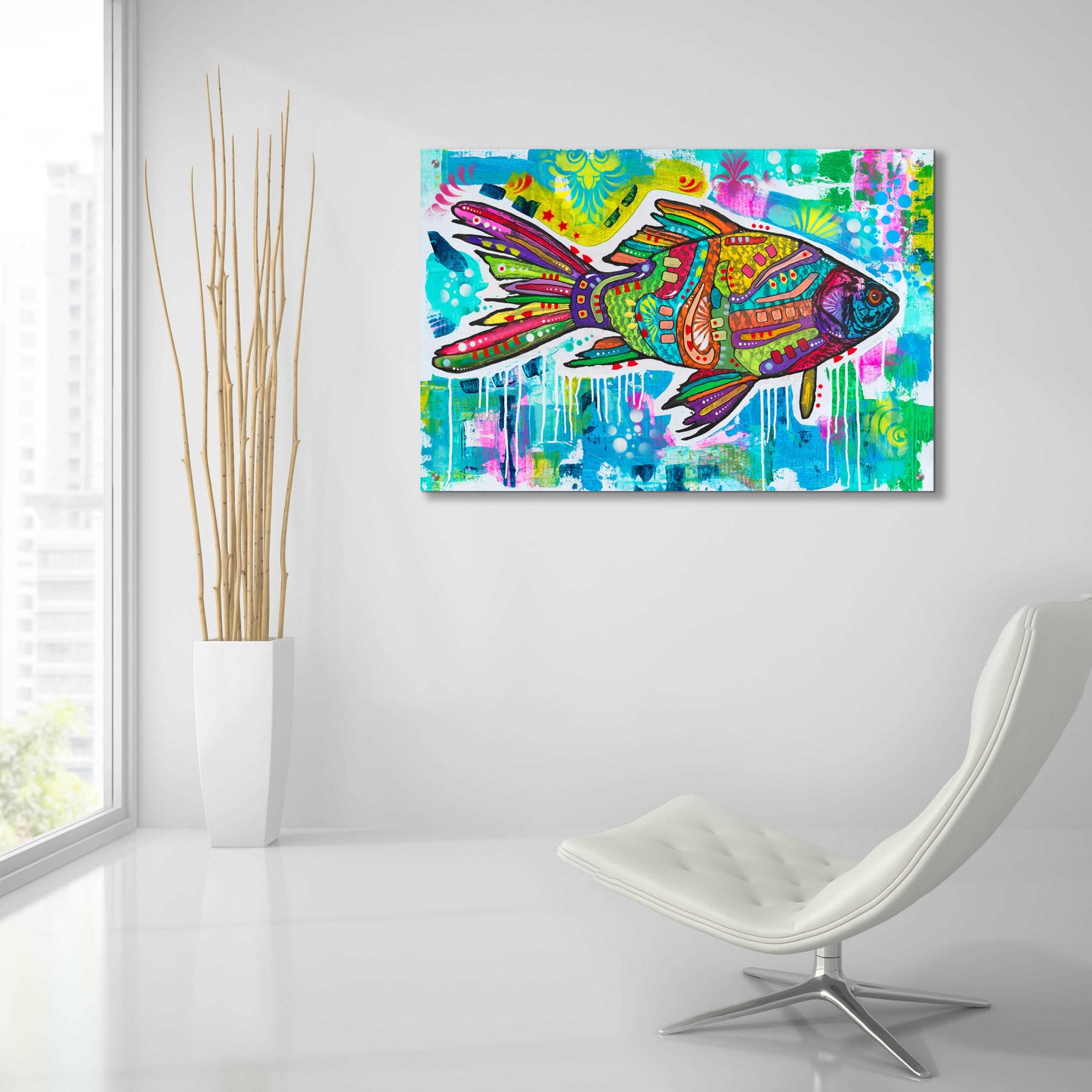 Epic Art 'Electric Goldfish' by Dean Russo, Acrylic Glass Wall Art,36x24