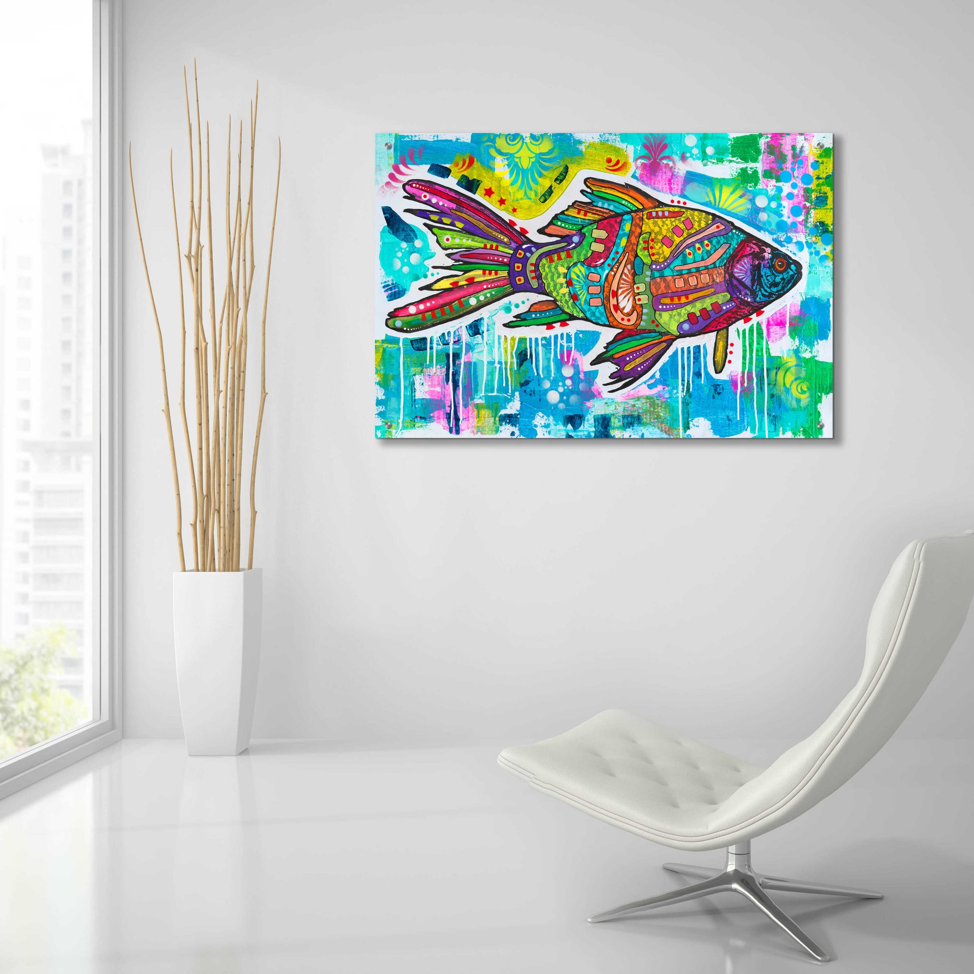 Epic Art 'Electric Goldfish' by Dean Russo, Acrylic Glass Wall Art,36x24