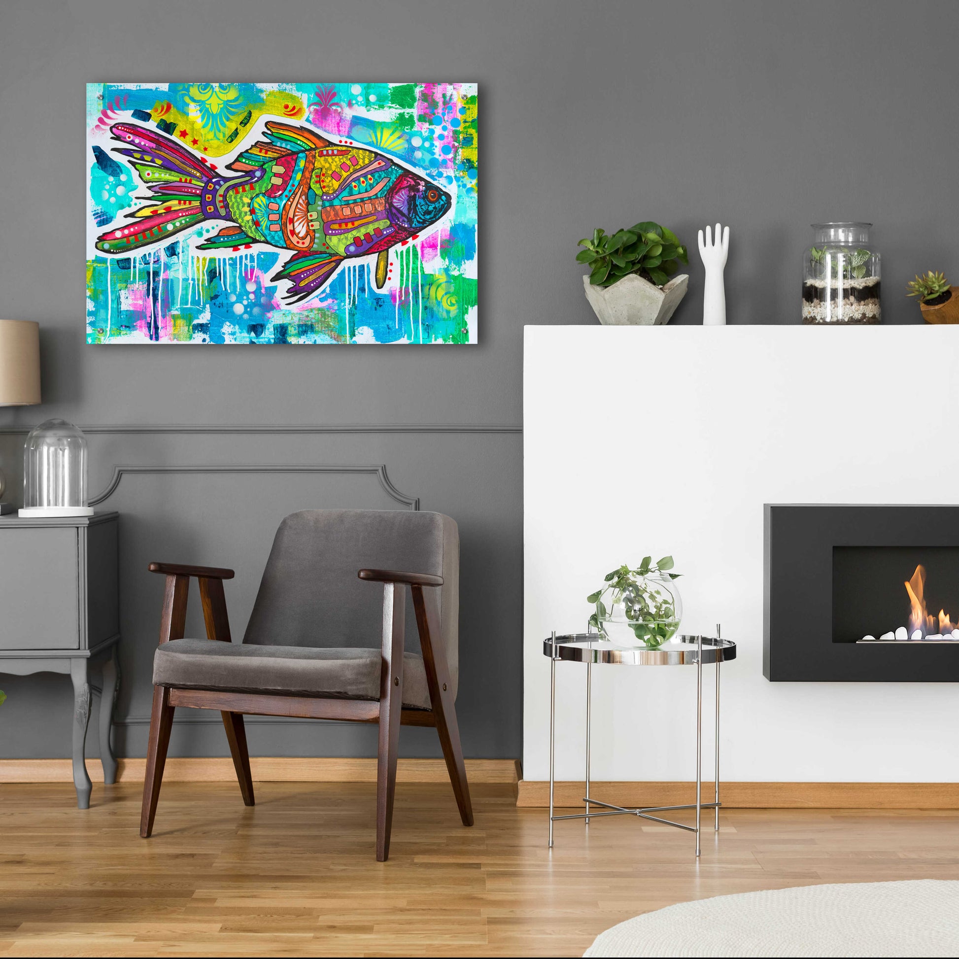 Epic Art 'Electric Goldfish' by Dean Russo, Acrylic Glass Wall Art,36x24