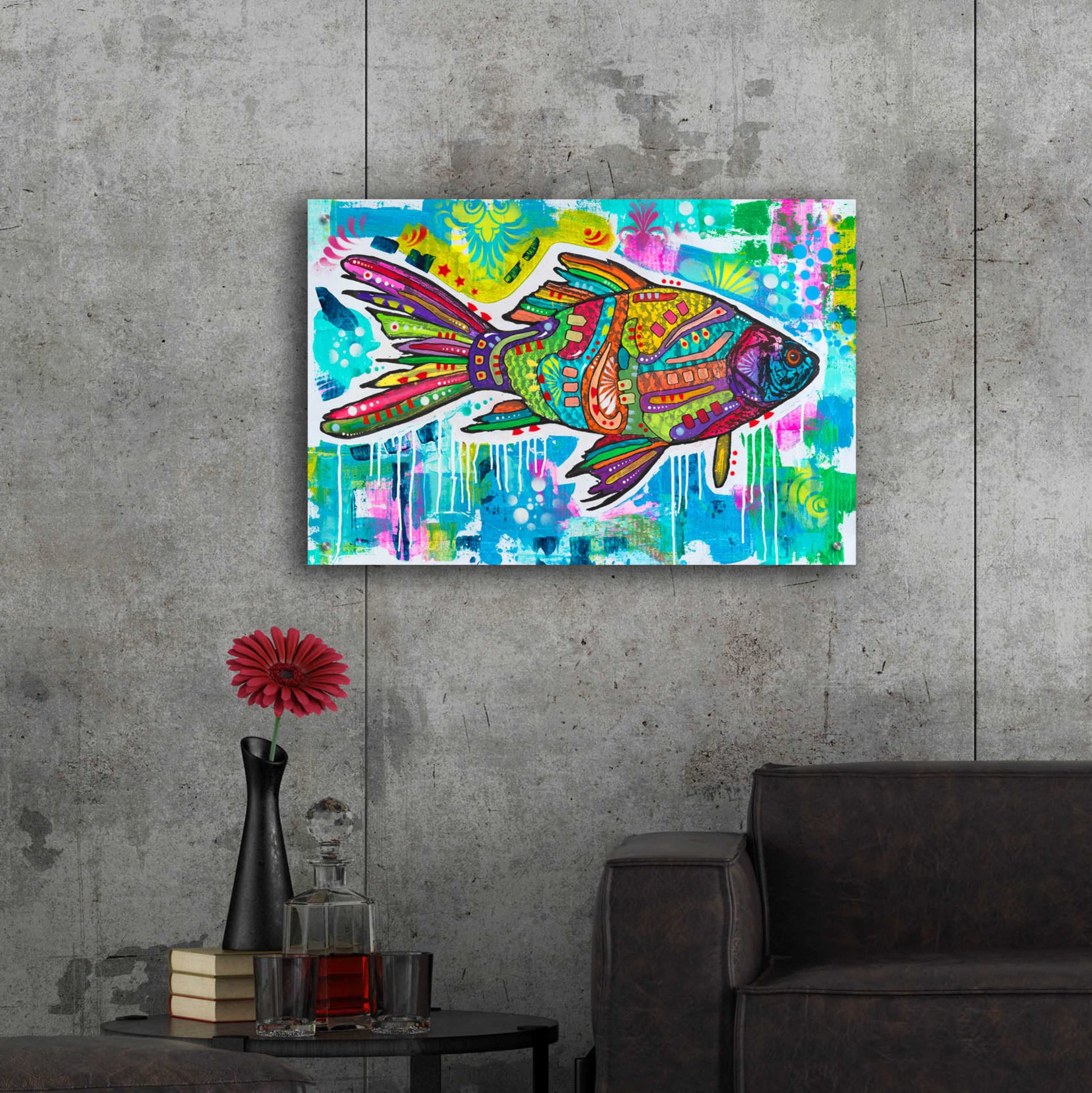 Epic Art 'Electric Goldfish' by Dean Russo, Acrylic Glass Wall Art,36x24