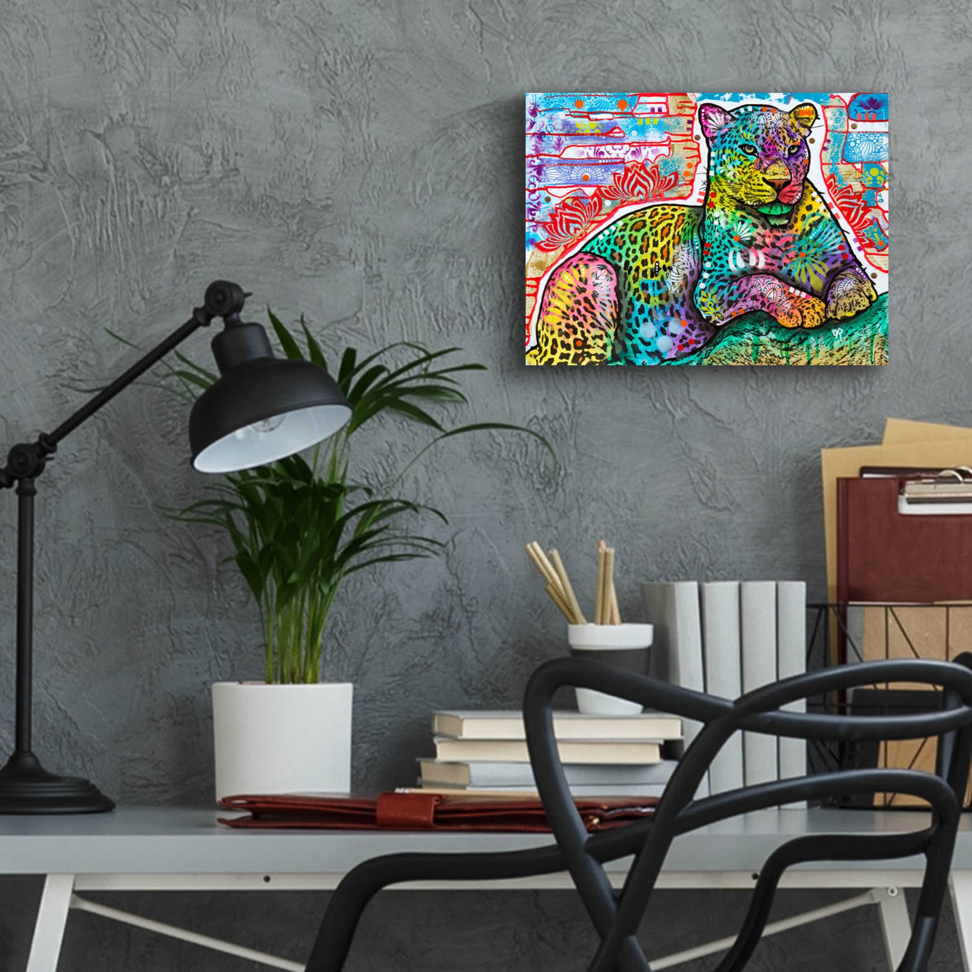 Epic Art 'Electric Leopard' by Dean Russo, Acrylic Glass Wall Art,16x12