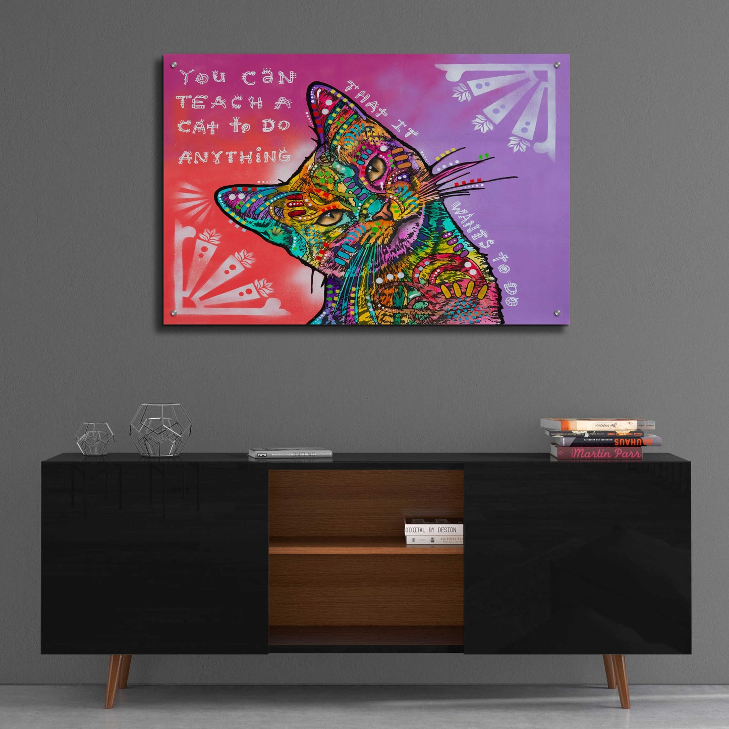 Epic Art 'You can teach a cat' by Dean Russo, Acrylic Glass Wall Art,36x24