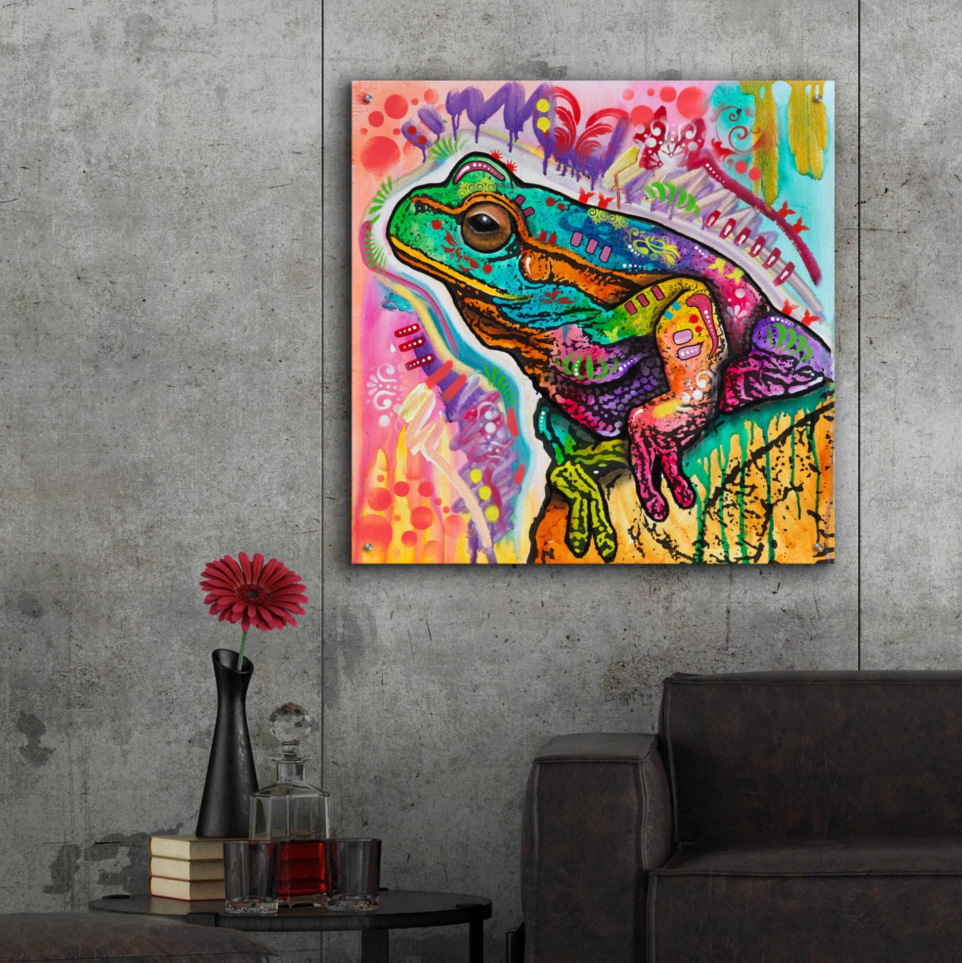 Epic Art 'Psychedelic Frog' by Dean Russo, Acrylic Glass Wall Art,36x36