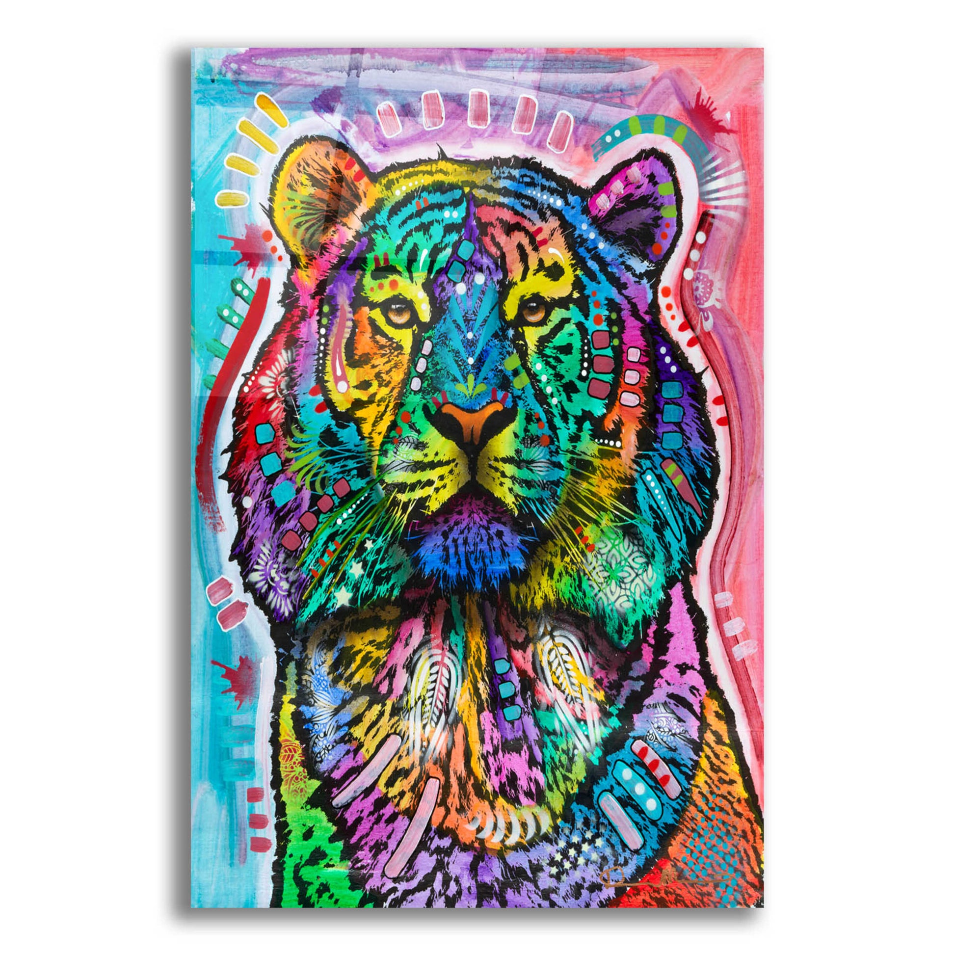 Epic Art 'Curious Tiger' by Dean Russo, Acrylic Glass Wall Art,12x16