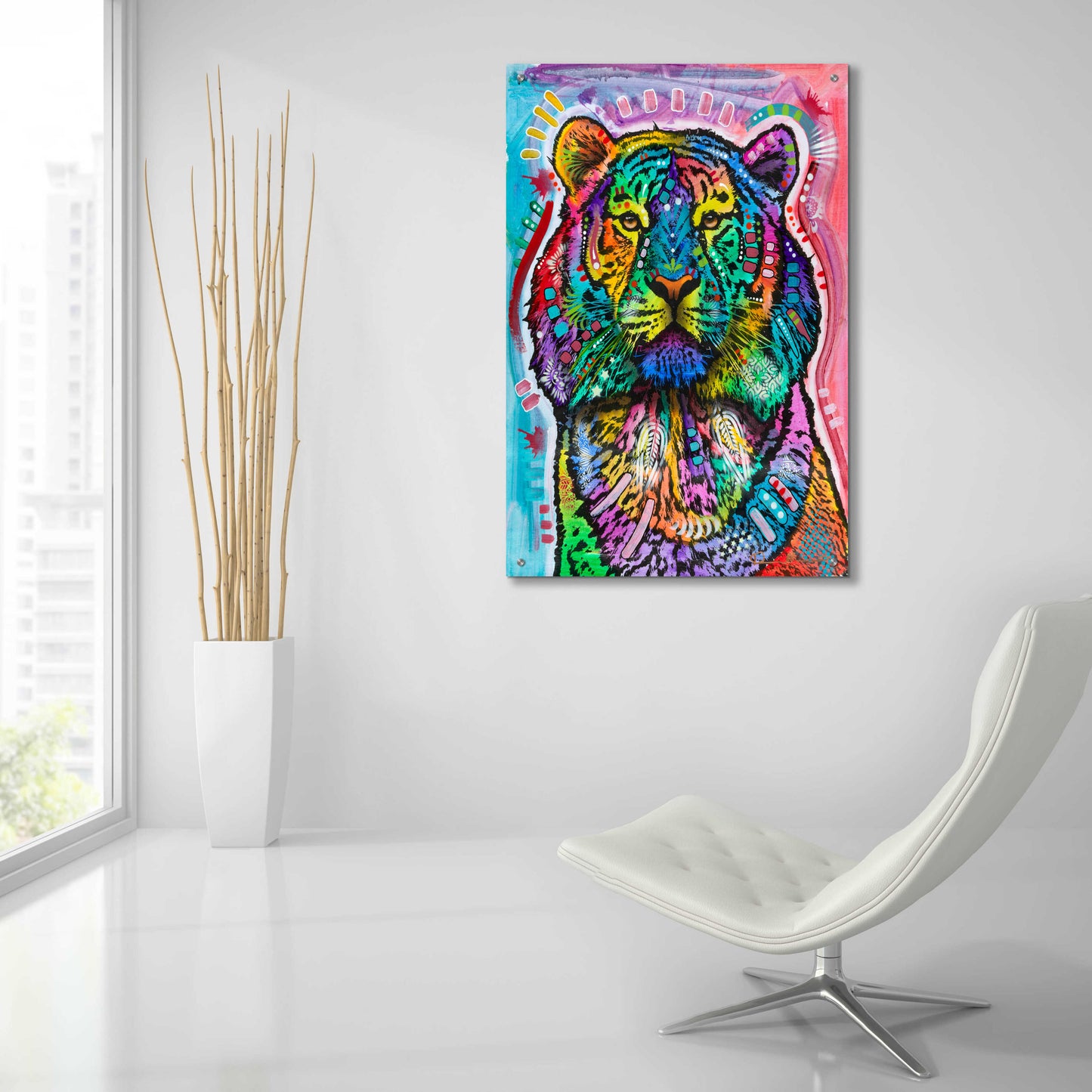 Epic Art 'Curious Tiger' by Dean Russo, Acrylic Glass Wall Art,24x36