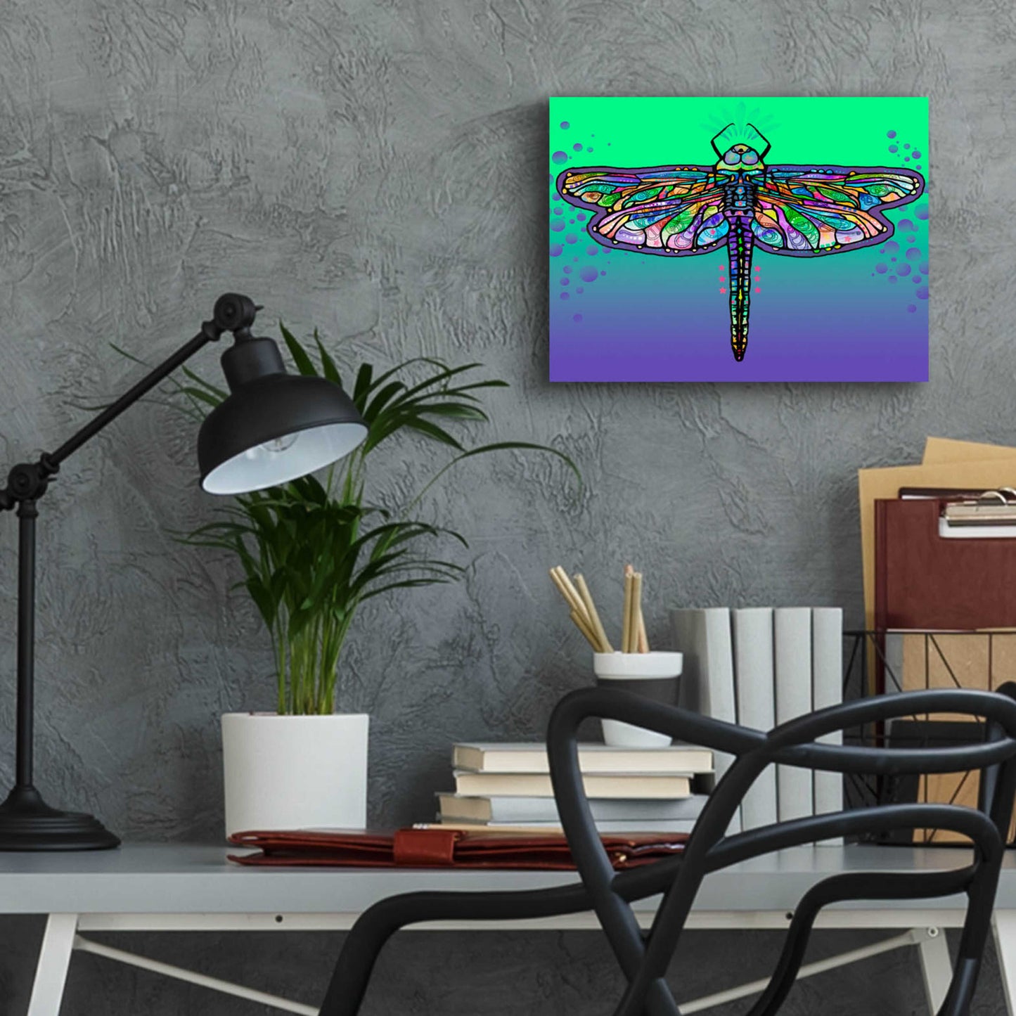 Epic Art 'Dragonfly' by Dean Russo, Acrylic Glass Wall Art,16x12