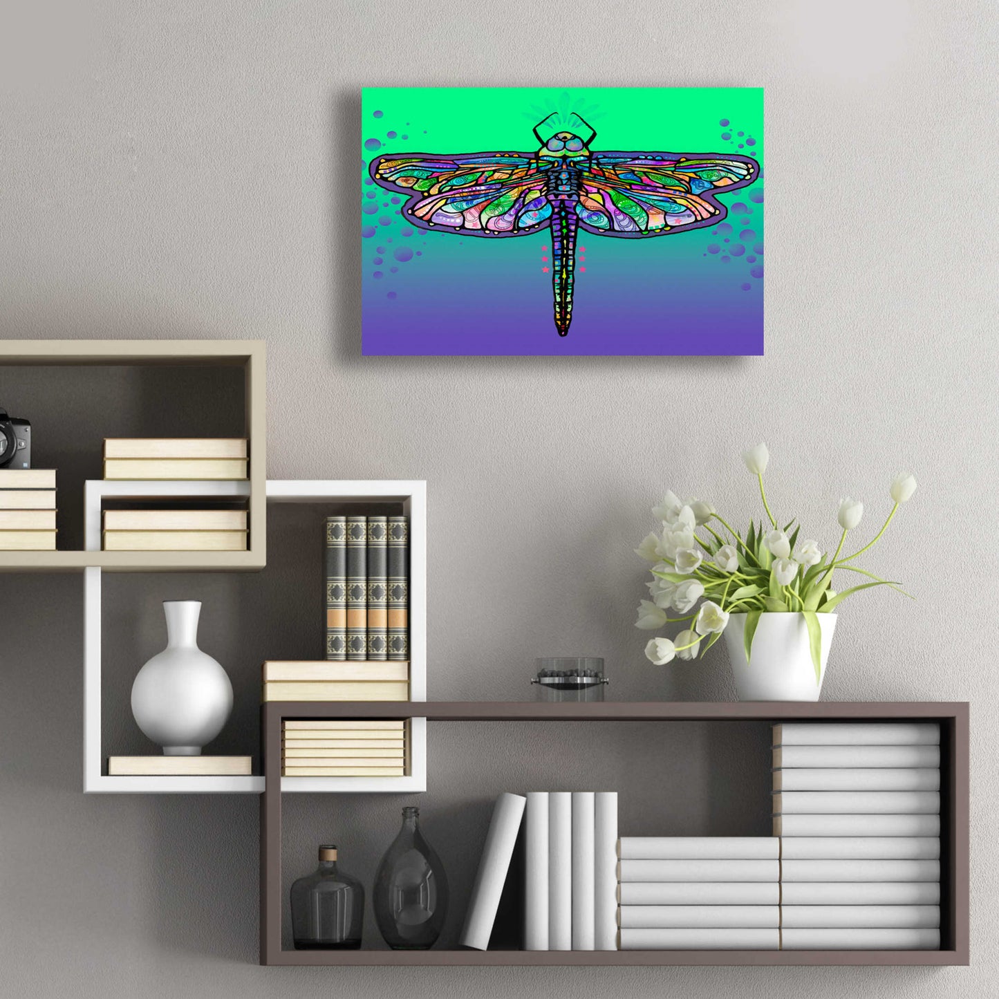 Epic Art 'Dragonfly' by Dean Russo, Acrylic Glass Wall Art,24x16