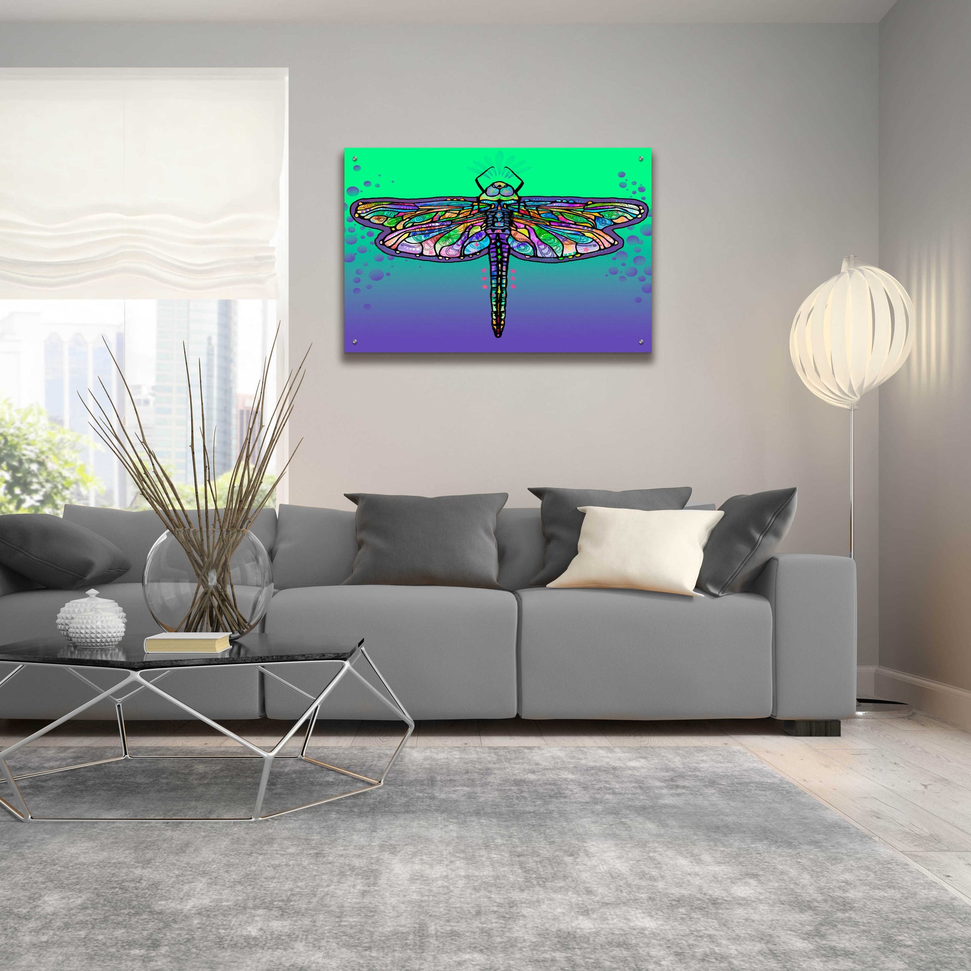 Epic Art 'Dragonfly' by Dean Russo, Acrylic Glass Wall Art,36x24