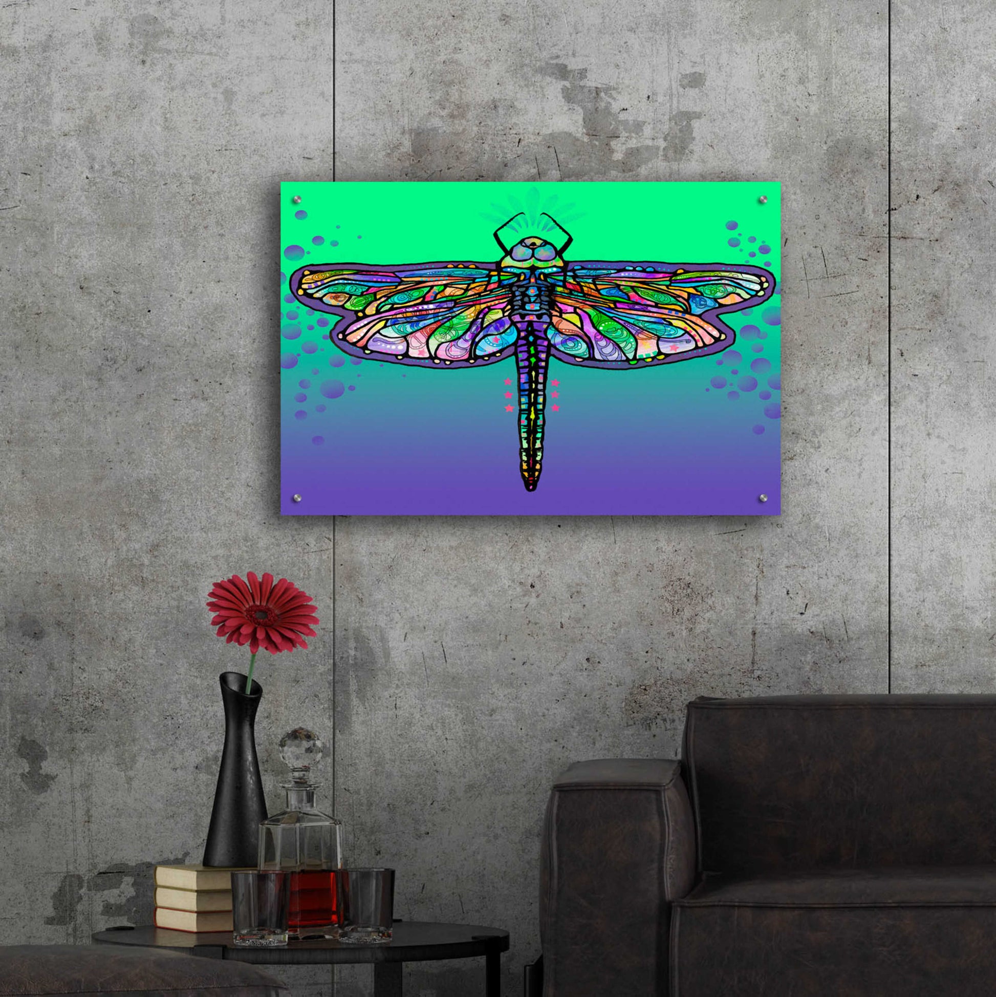 Epic Art 'Dragonfly' by Dean Russo, Acrylic Glass Wall Art,36x24