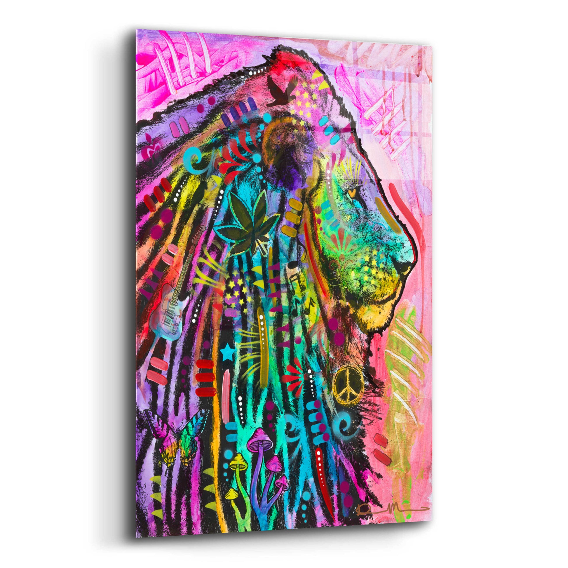 Epic Art 'Syco-Delic Lion' by Dean Russo, Acrylic Glass Wall Art,12x16