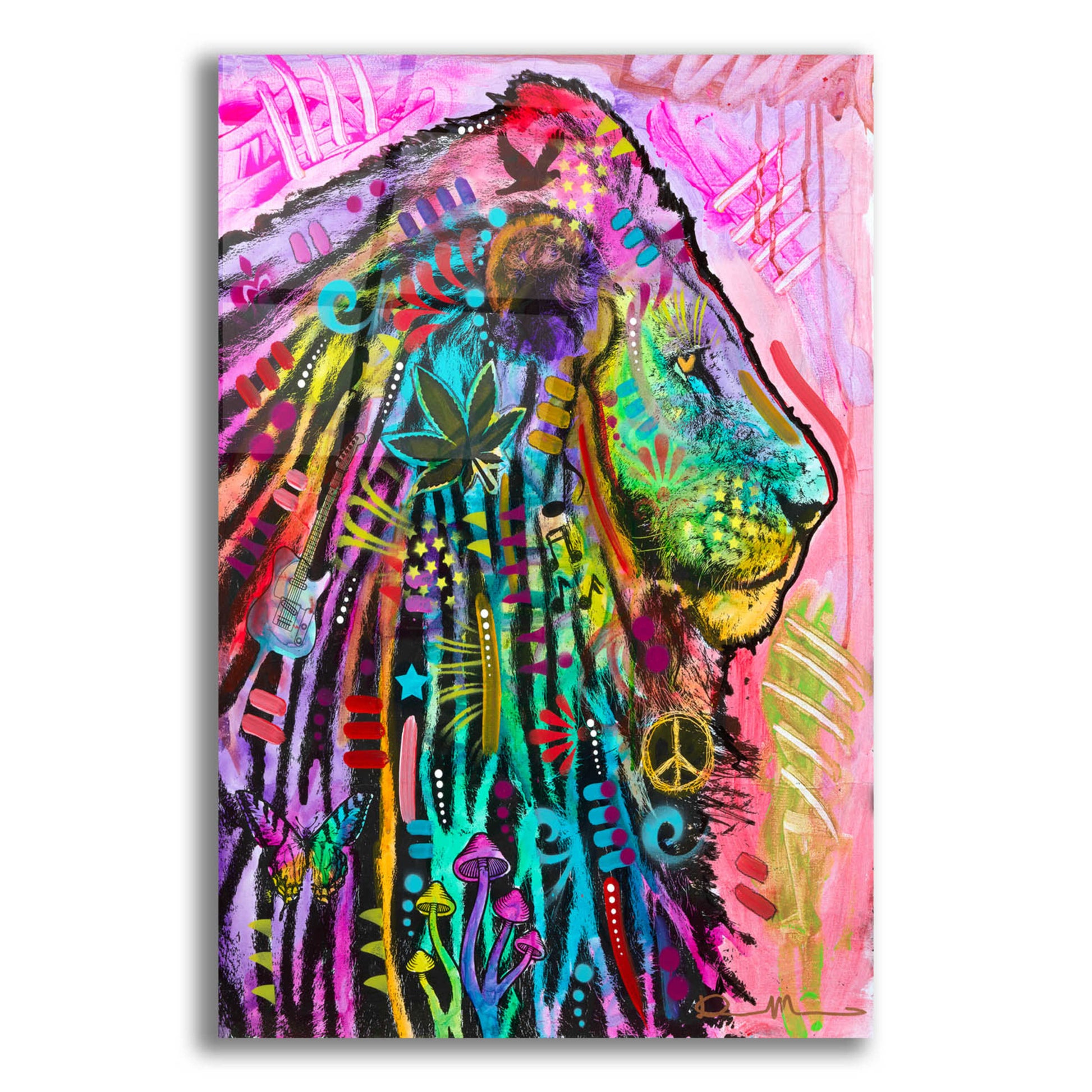 Epic Art 'Syco-Delic Lion' by Dean Russo, Acrylic Glass Wall Art,12x16