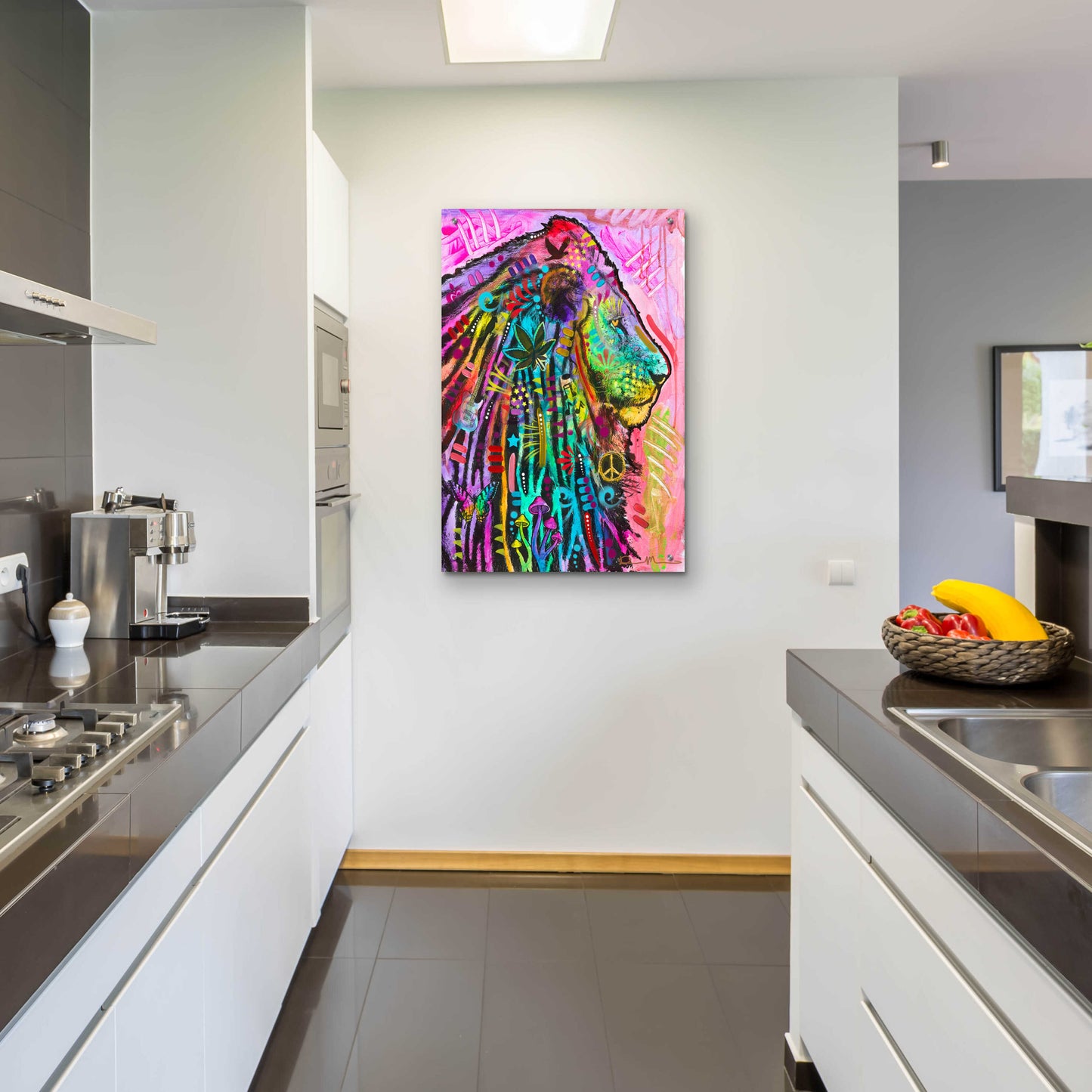 Epic Art 'Syco-Delic Lion' by Dean Russo, Acrylic Glass Wall Art,24x36