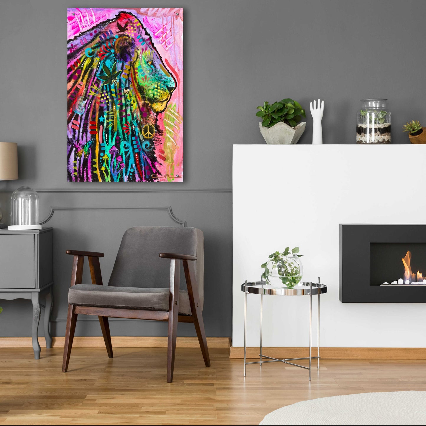 Epic Art 'Syco-Delic Lion' by Dean Russo, Acrylic Glass Wall Art,24x36