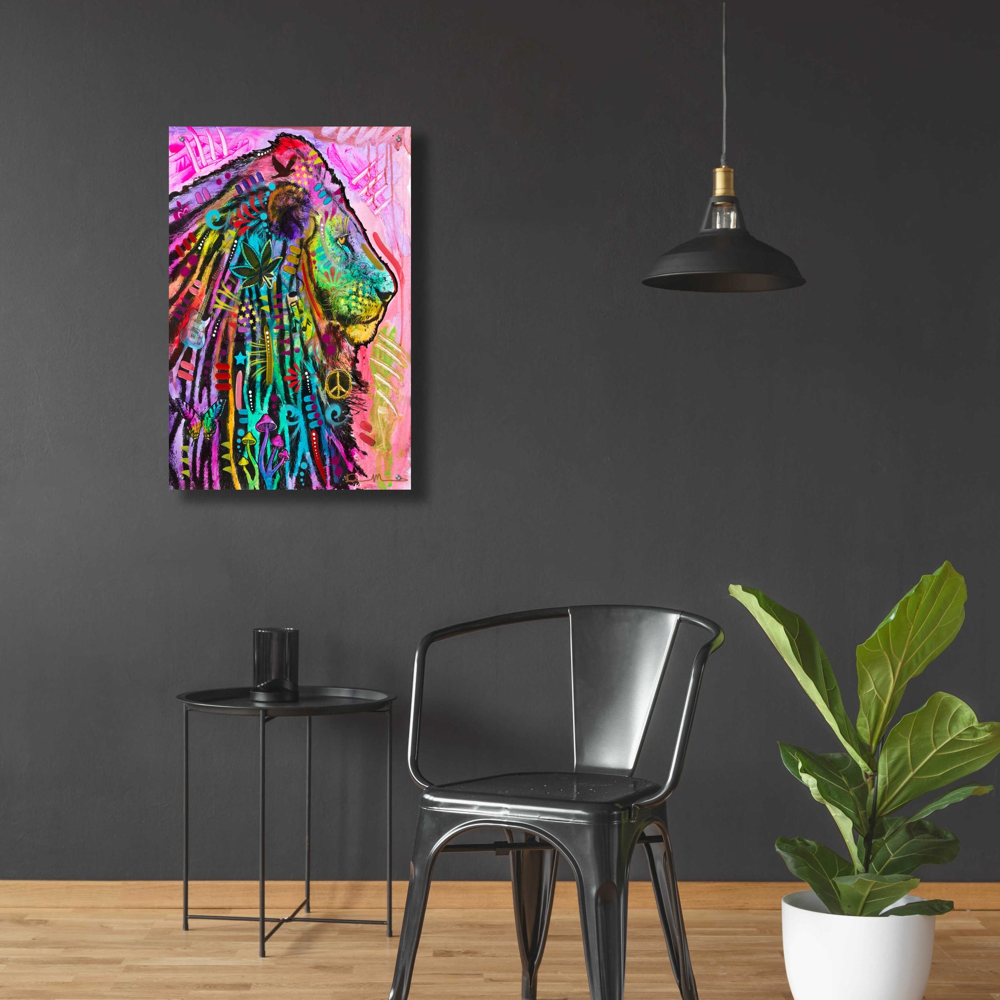 Epic Art 'Syco-Delic Lion' by Dean Russo, Acrylic Glass Wall Art,24x36