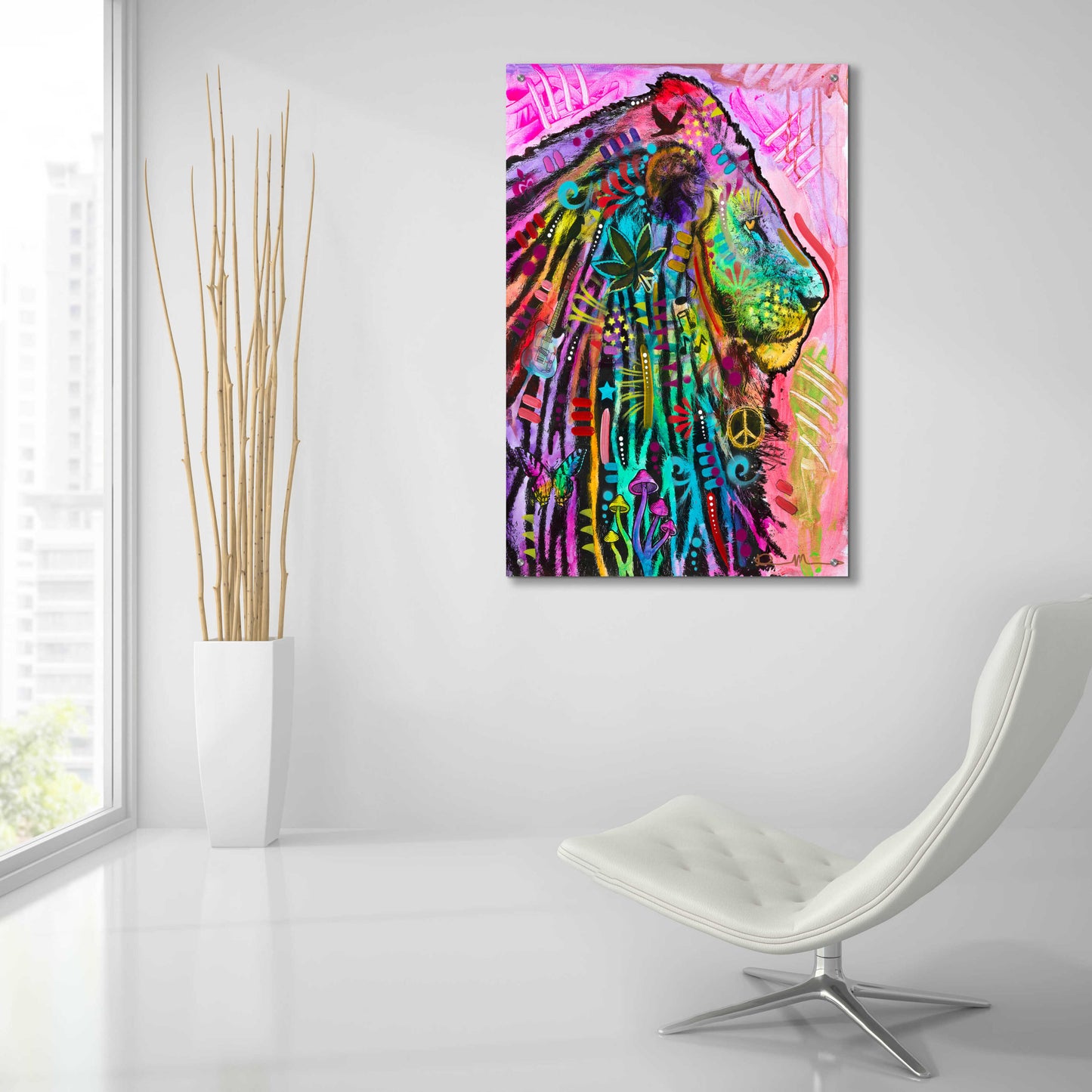 Epic Art 'Syco-Delic Lion' by Dean Russo, Acrylic Glass Wall Art,24x36