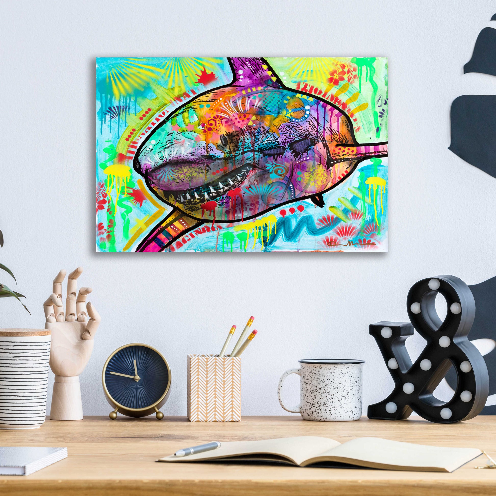 Epic Art 'Shark 2' by Dean Russo, Acrylic Glass Wall Art,16x12