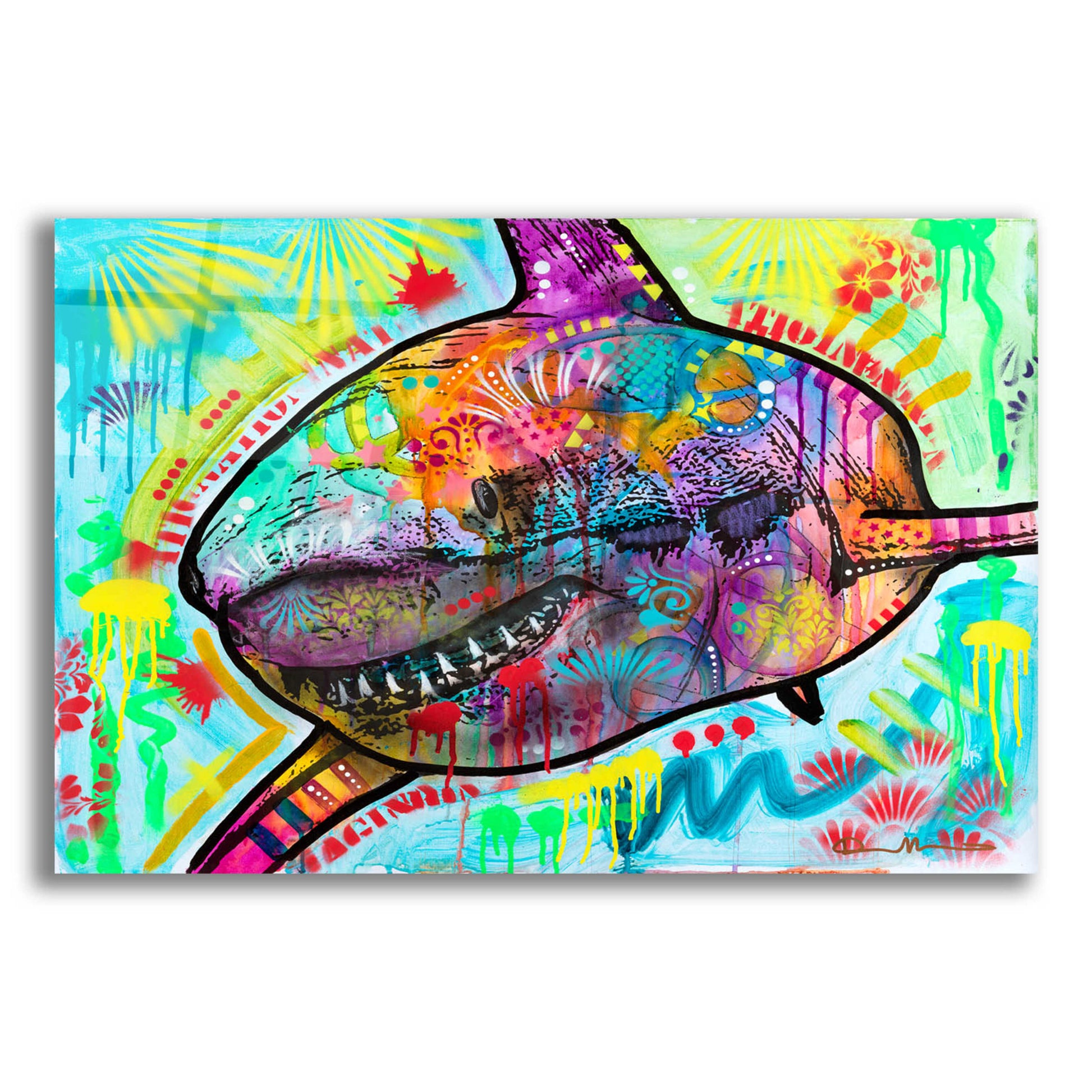 Epic Art 'Shark 2' by Dean Russo, Acrylic Glass Wall Art,16x12