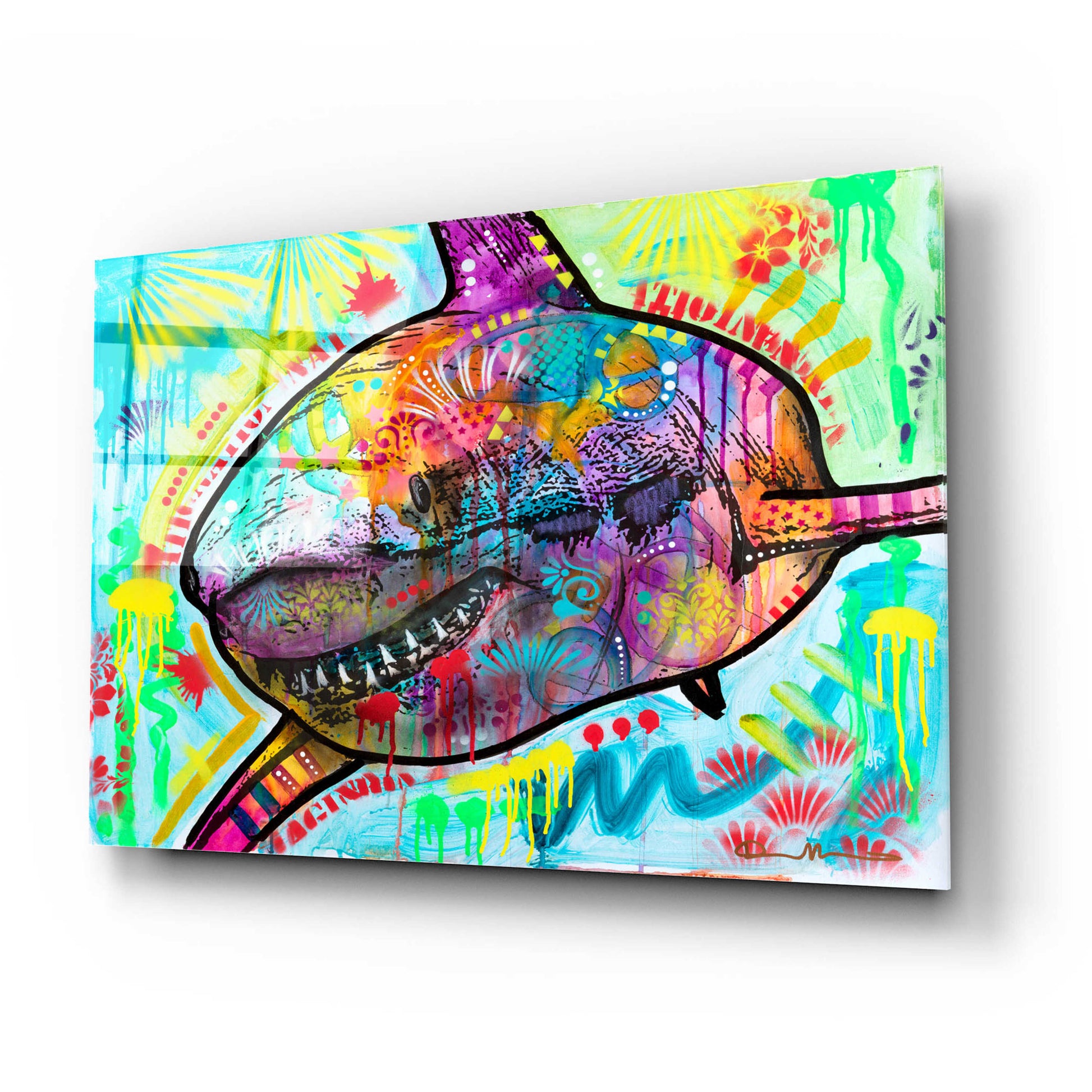 Epic Art 'Shark 2' by Dean Russo, Acrylic Glass Wall Art,24x16