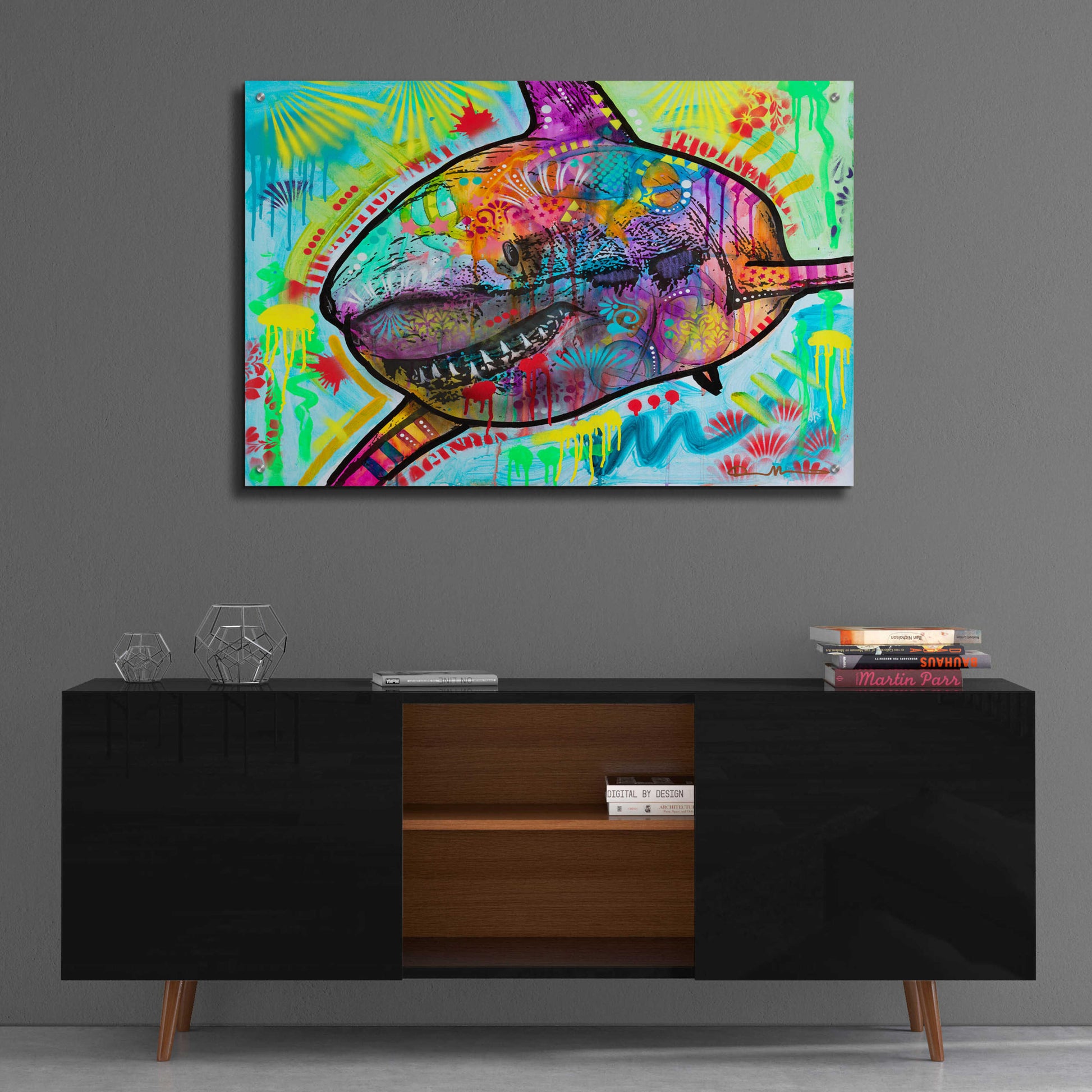 Epic Art 'Shark 2' by Dean Russo, Acrylic Glass Wall Art,36x24