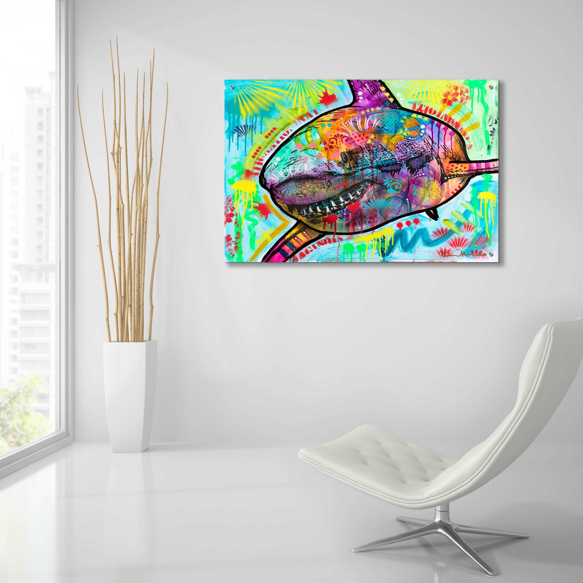 Epic Art 'Shark 2' by Dean Russo, Acrylic Glass Wall Art,36x24